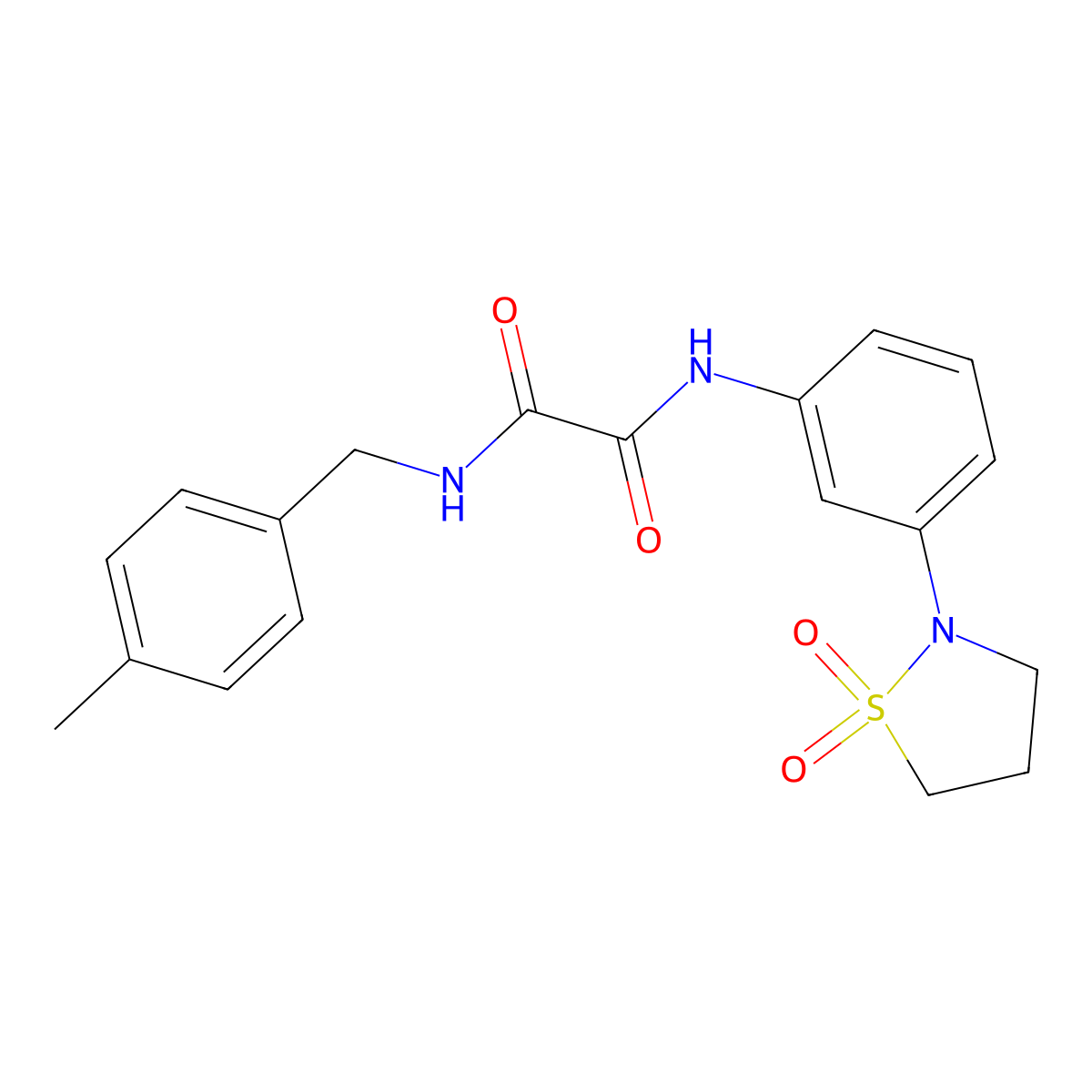 N1-(3-(1,1-dioxidoisothiazolidin-2-yl)phenyl)-N2-(4-methylbenzyl)oxalamide molecular structure, CAS 1105206-30-1