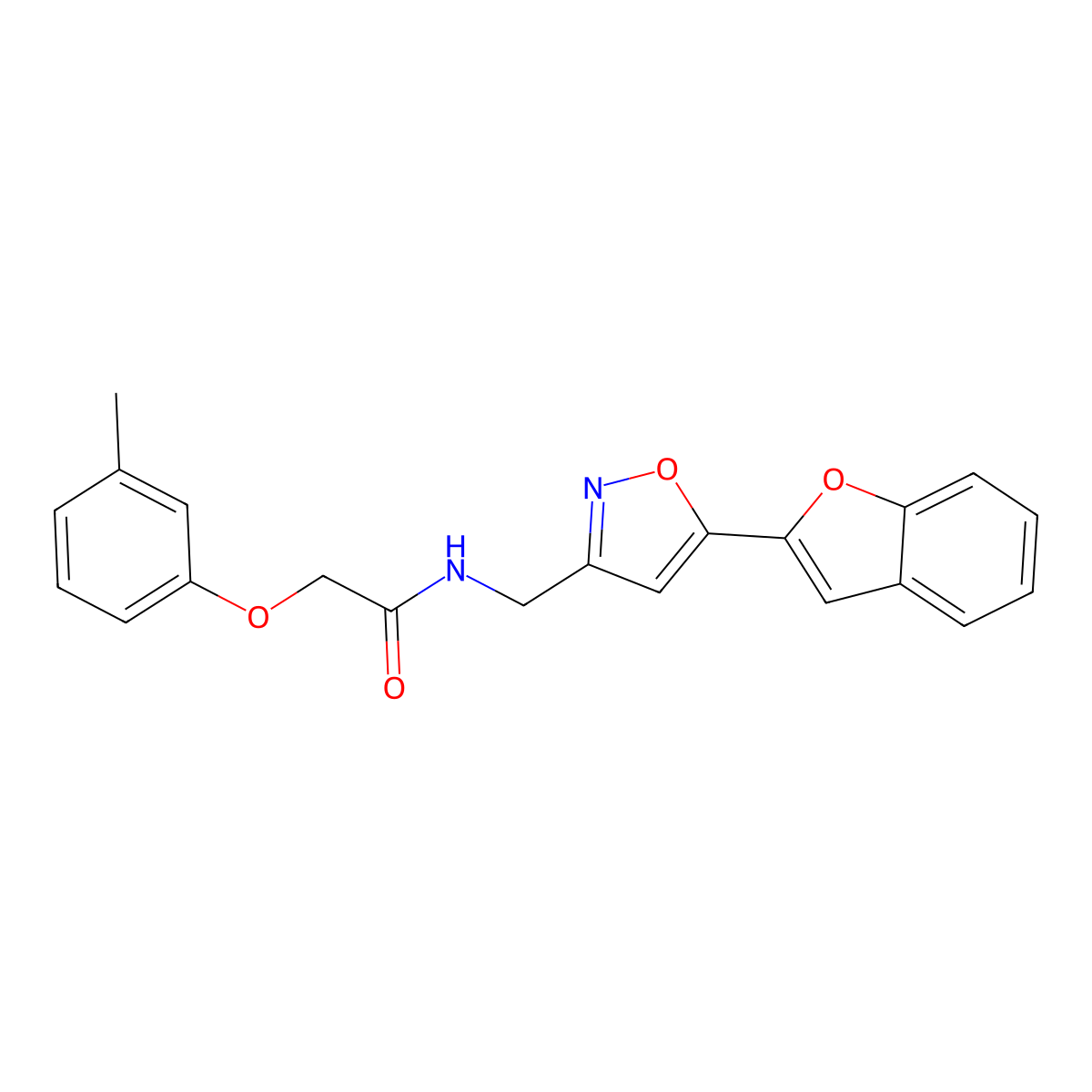 N-((5-(benzofuran-2-yl)isoxazol-3-yl)methyl)-2-(m-tolyloxy)acetamide molecular structure, CAS 1105206-31-2