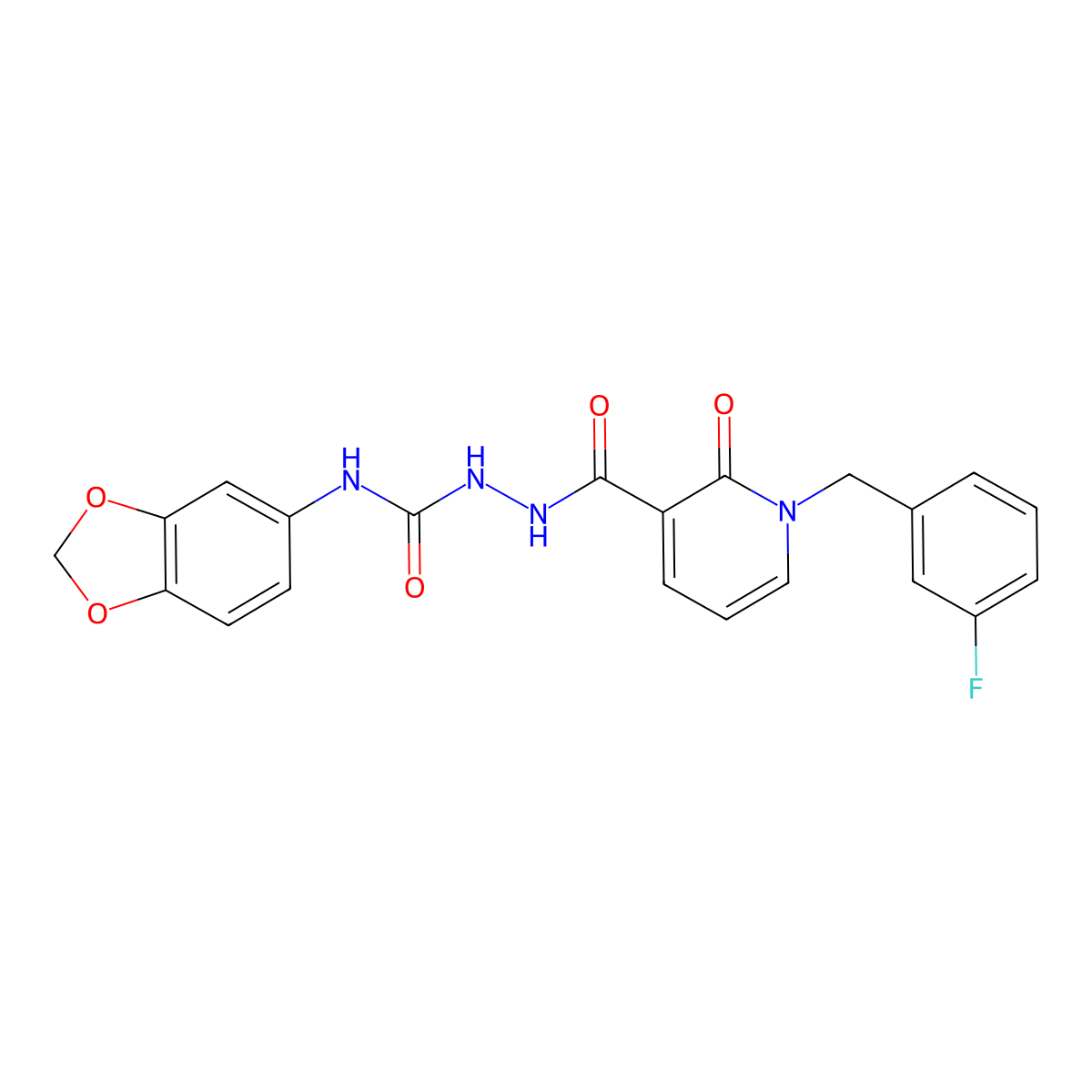 N-(benzo[d][1,3]dioxol-5-yl)-2-(1-(3-fluorobenzyl)-2-oxo-1,2-dihydropyridine-3-carbonyl)hydrazinecarboxamide molecular structure, CAS 1105206-34-5