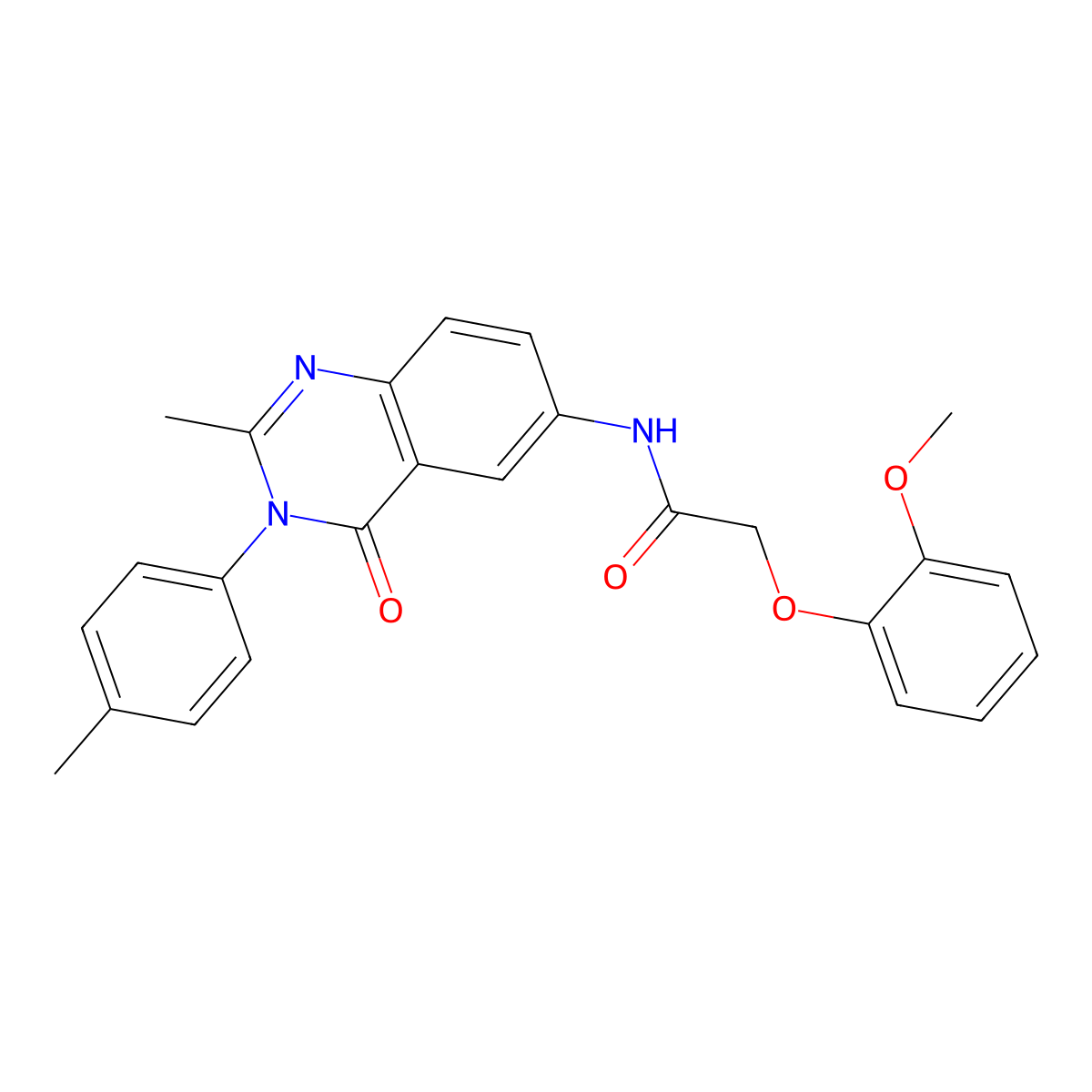 2-(2-methoxyphenoxy)-N-(2-methyl-4-oxo-3-(p-tolyl)-3,4-dihydroquinazolin-6-yl)acetamide molecular structure, CAS 1105206-35-6