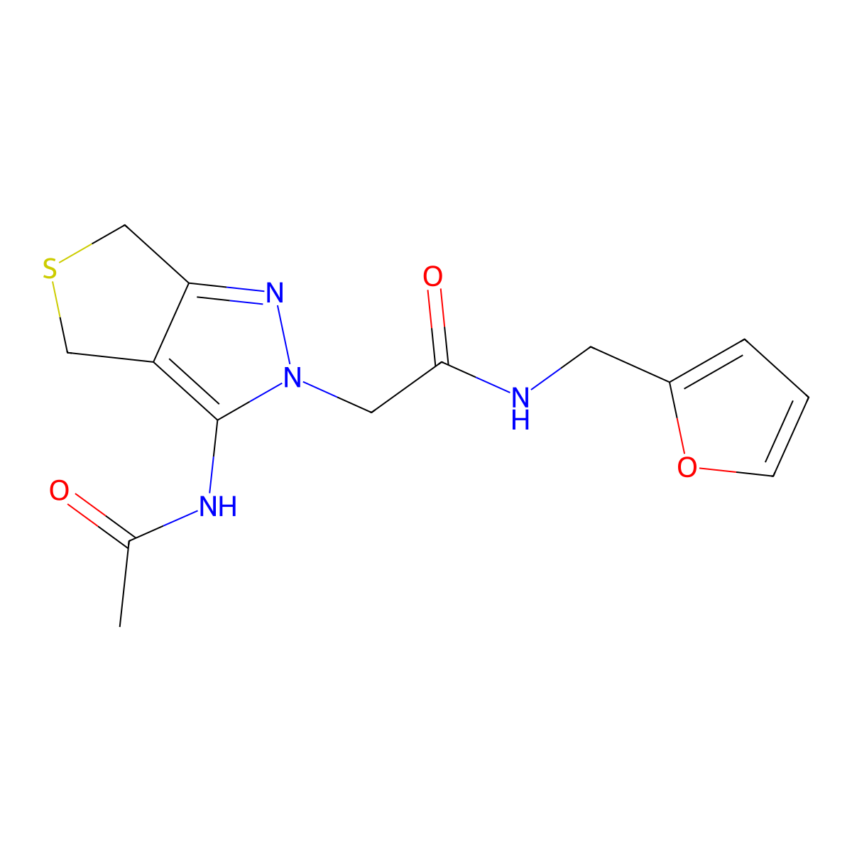 2-(3-acetamido-4,6-dihydro-2H-thieno[3,4-c]pyrazol-2-yl)-N-(furan-2-ylmethyl)acetamide molecular structure, CAS 1105206-36-7