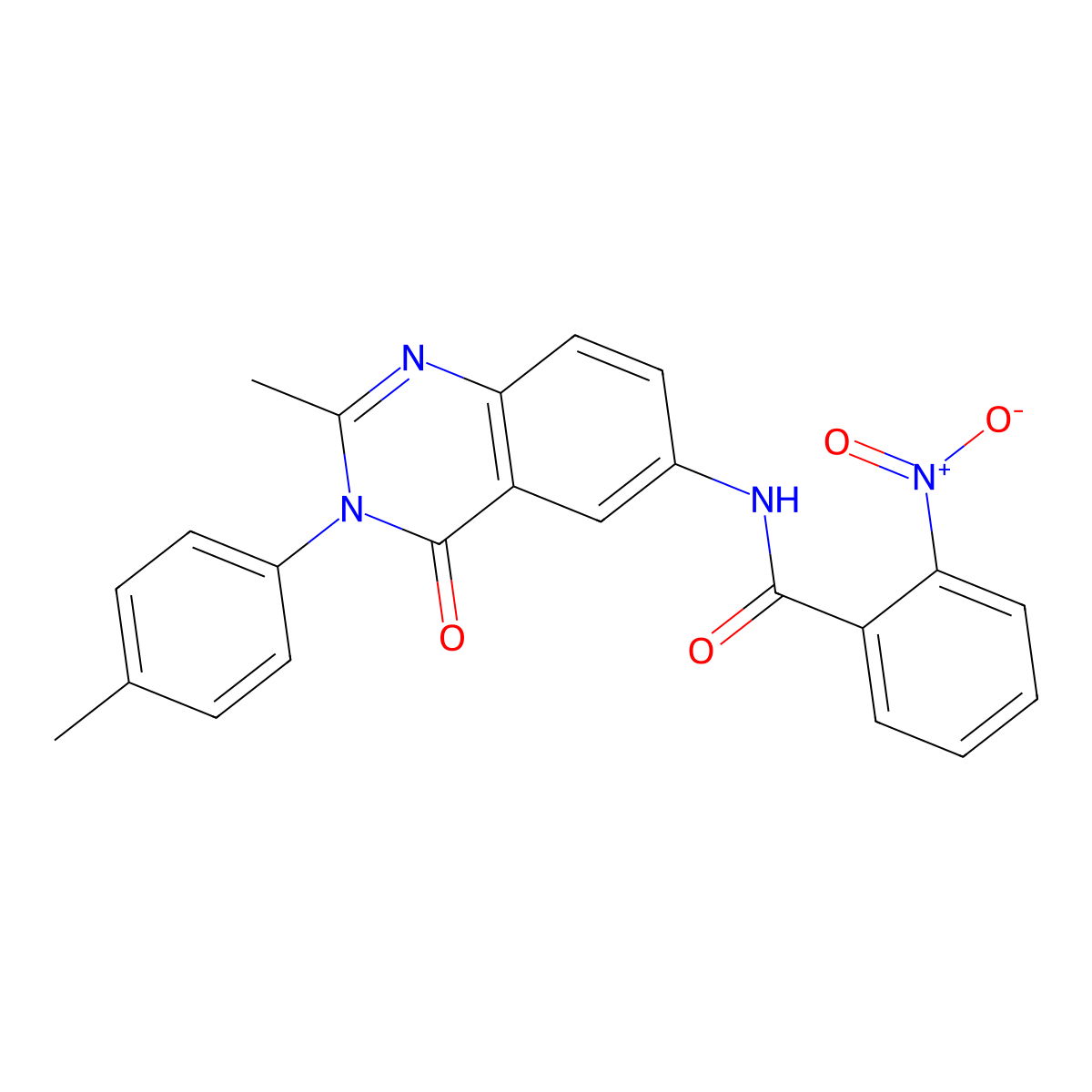 N-(2-methyl-4-oxo-3-(p-tolyl)-3,4-dihydroquinazolin-6-yl)-2-nitrobenzamide molecular structure, CAS 1105206-41-4