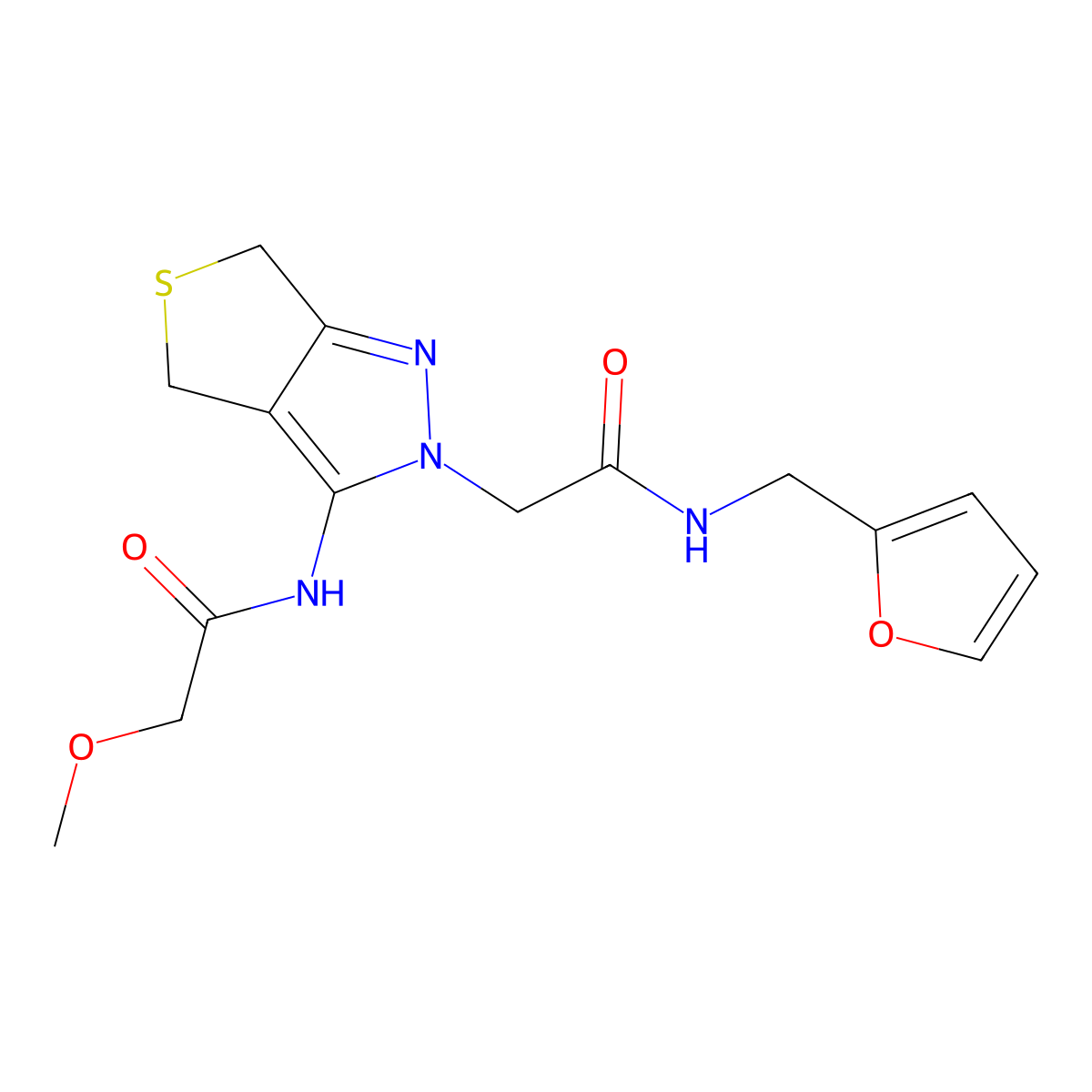 N-(furan-2-ylmethyl)-2-(3-(2-methoxyacetamido)-4,6-dihydro-2H-thieno[3,4-c]pyrazol-2-yl)acetamide molecular structure, CAS 1105206-42-5