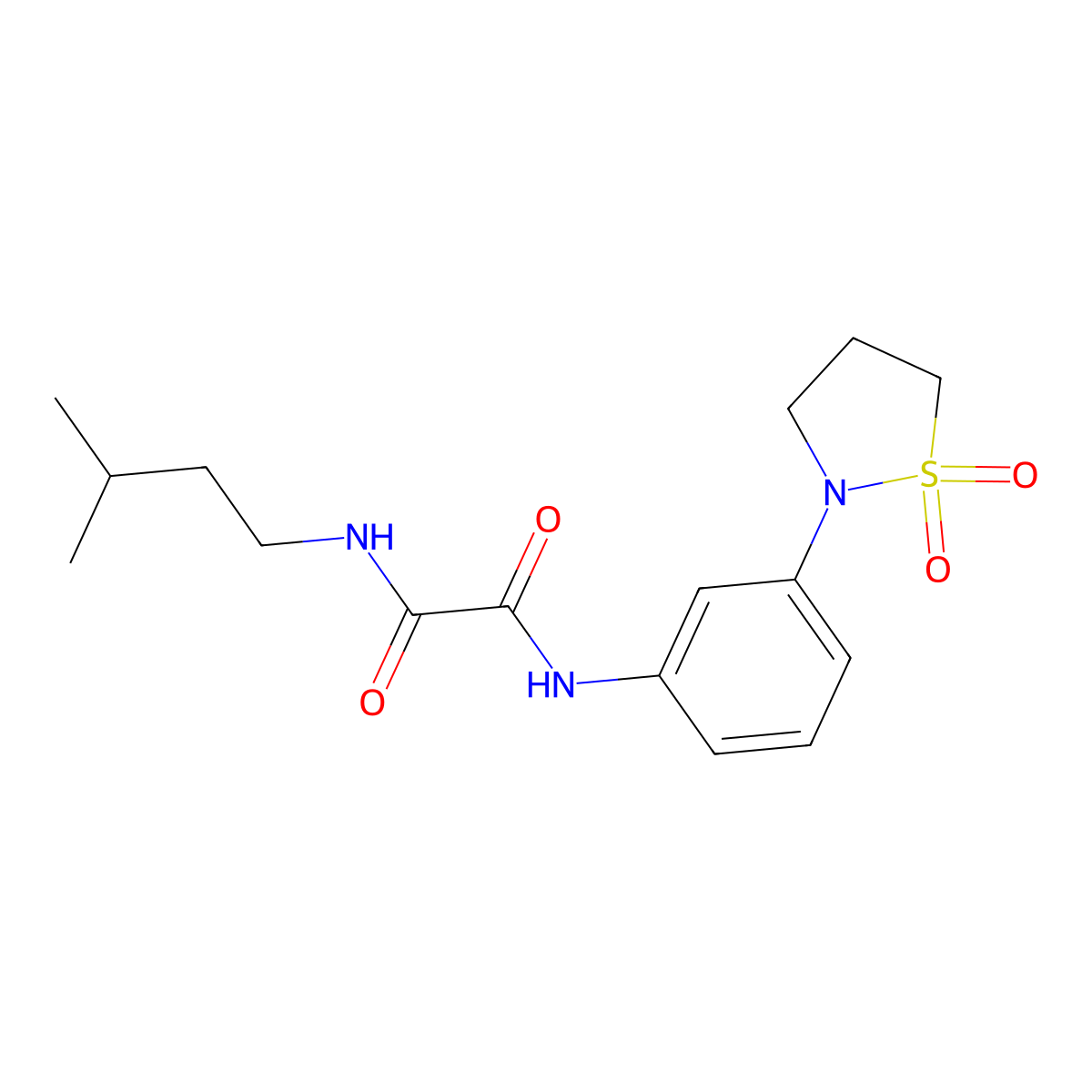 N1-(3-(1,1-dioxidoisothiazolidin-2-yl)phenyl)-N2-isopentyloxalamide molecular structure, CAS 1105206-43-6