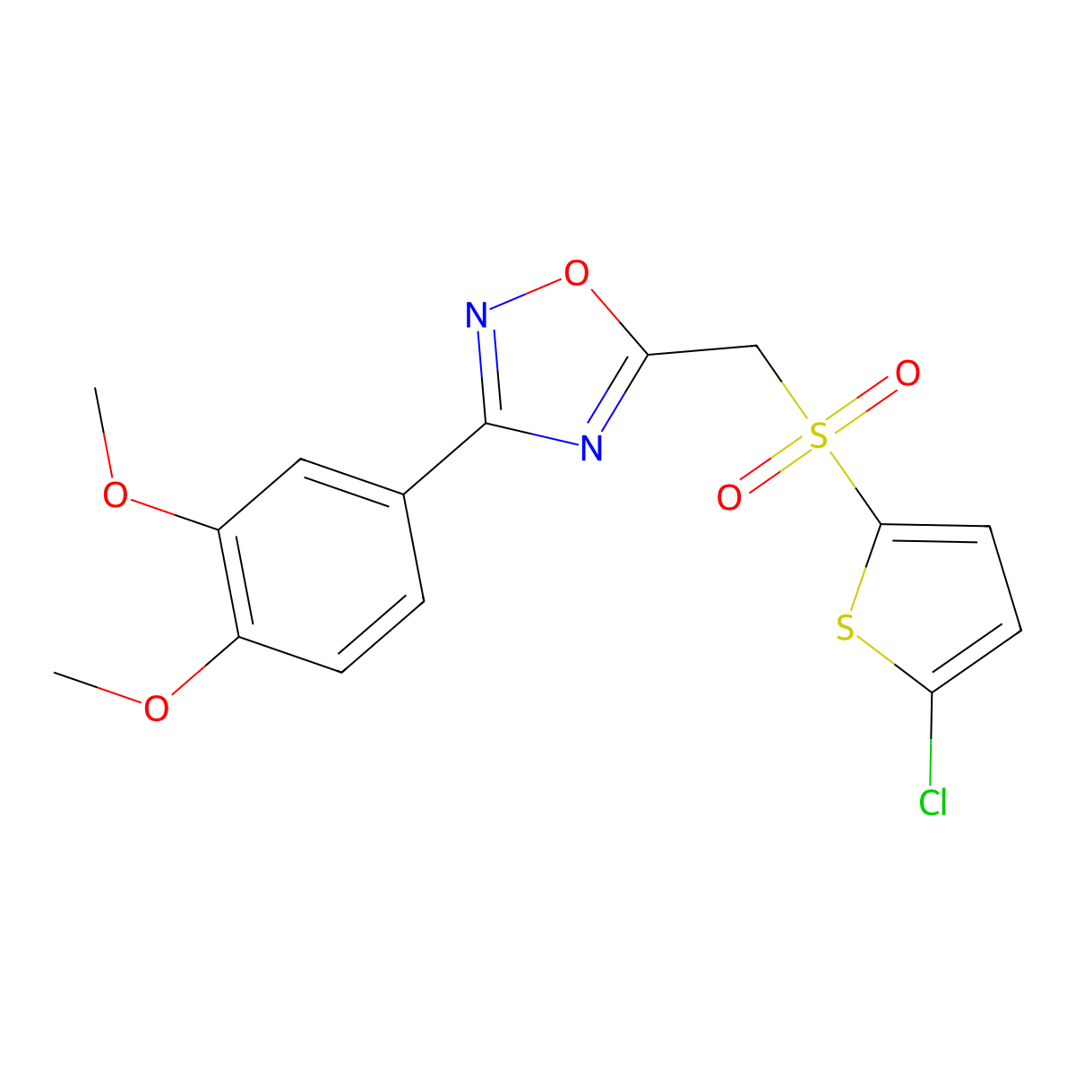 5-{[(5-Chlorothiophen-2-yl)sulfonyl]methyl}-3-(3,4-dimethoxyphenyl)-1,2,4-oxadiazole molecular structure, CAS 1105206-44-7