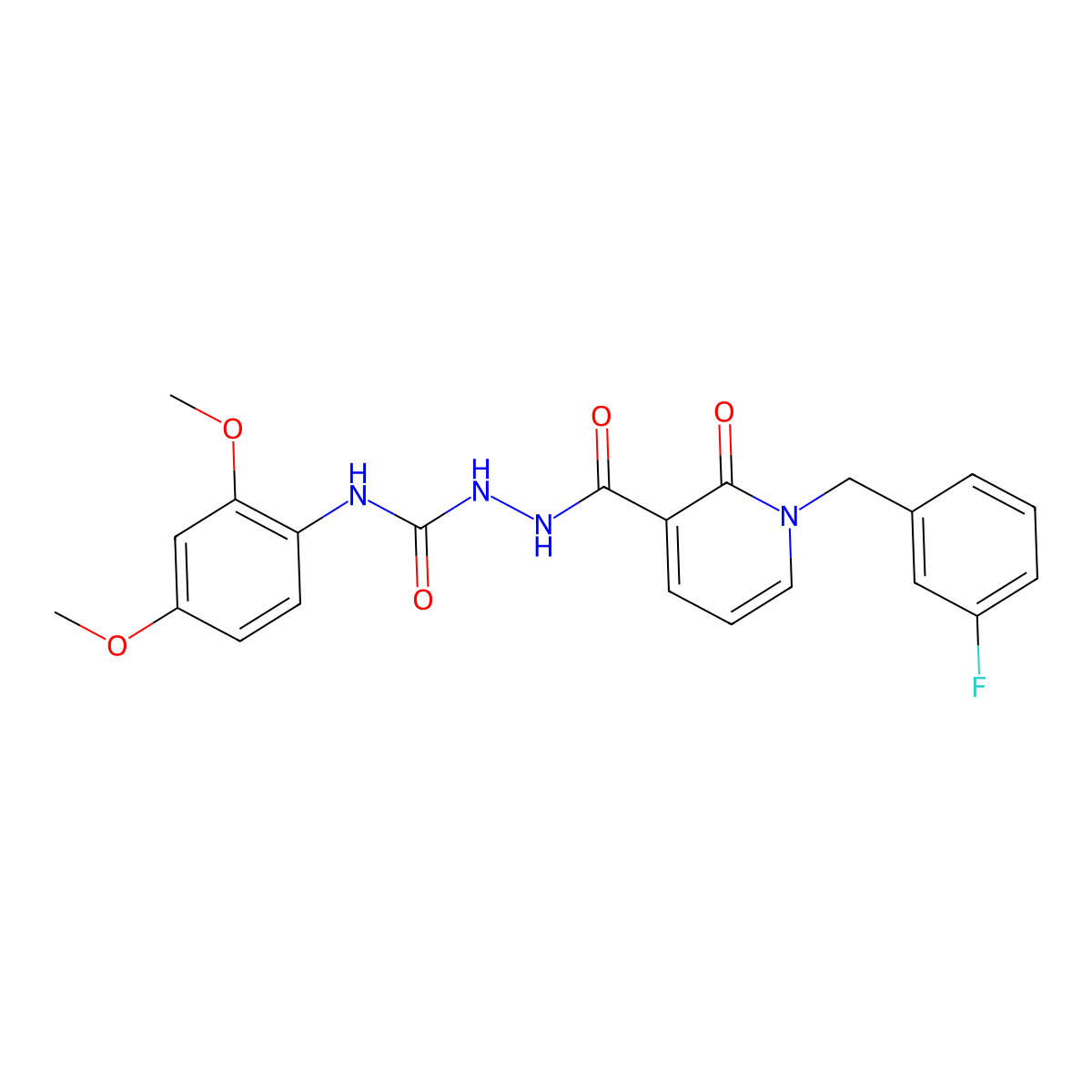 N-(2,4-dimethoxyphenyl)-2-(1-(3-fluorobenzyl)-2-oxo-1,2-dihydropyridine-3-carbonyl)hydrazinecarboxamide molecular structure, CAS 1105206-46-9