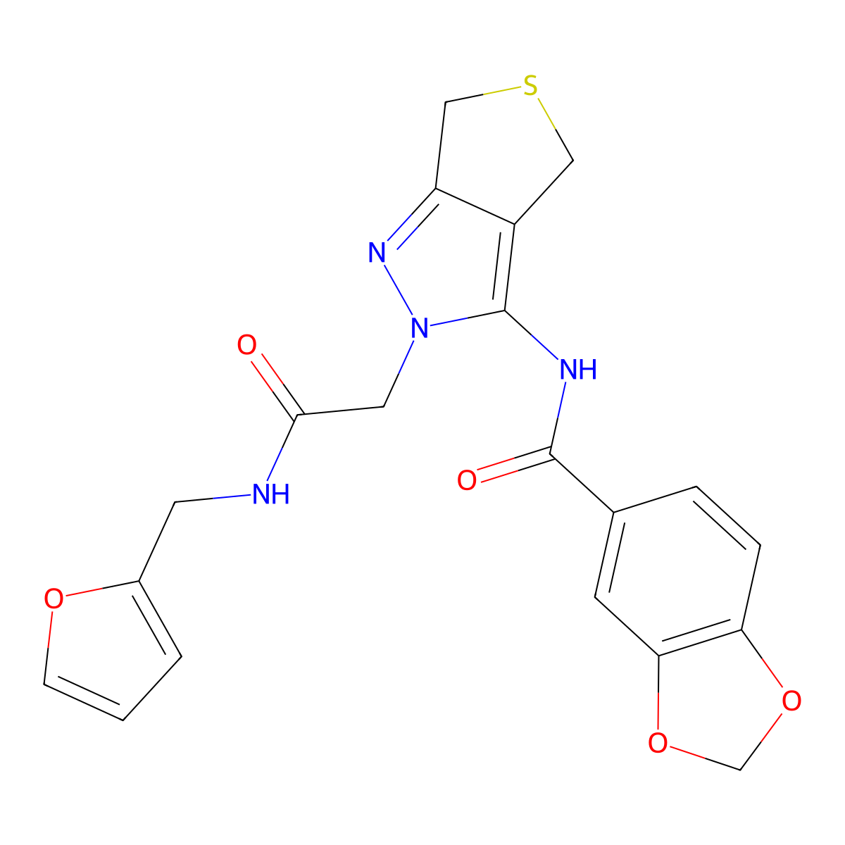 N-(2-(2-((furan-2-ylmethyl)amino)-2-oxoethyl)-4,6-dihydro-2H-thieno[3,4-c]pyrazol-3-yl)benzo[d][1,3]dioxole-5-carboxamide molecular structure, CAS 1105206-48-1