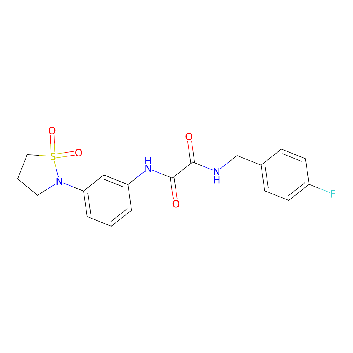 N1-(3-(1,1-dioxidoisothiazolidin-2-yl)phenyl)-N2-(4-fluorobenzyl)oxalamide molecular structure, CAS 1105206-55-0
