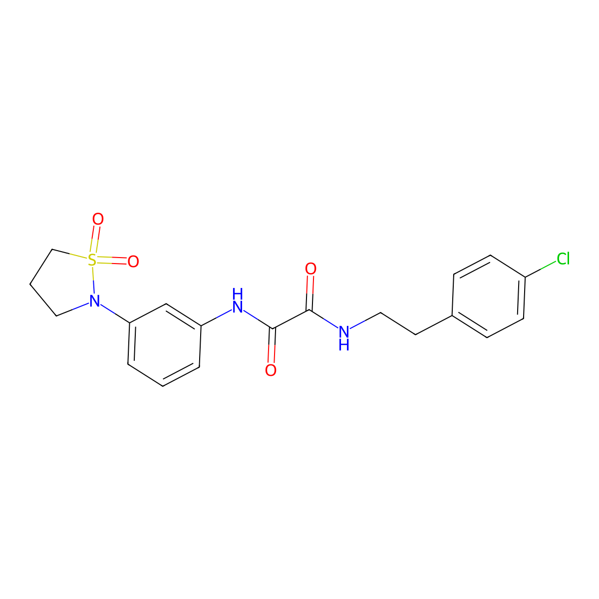 N1-(4-chlorophenethyl)-N2-(3-(1,1-dioxidoisothiazolidin-2-yl)phenyl)oxalamide molecular structure, CAS 1105206-61-8