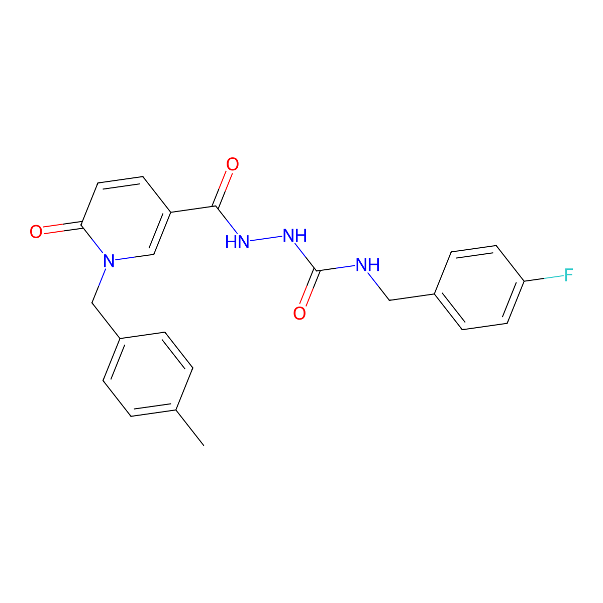 N-(4-fluorobenzyl)-2-(1-(4-methylbenzyl)-6-oxo-1,6-dihydropyridine-3-carbonyl)hydrazinecarboxamide molecular structure, CAS 1105206-64-1