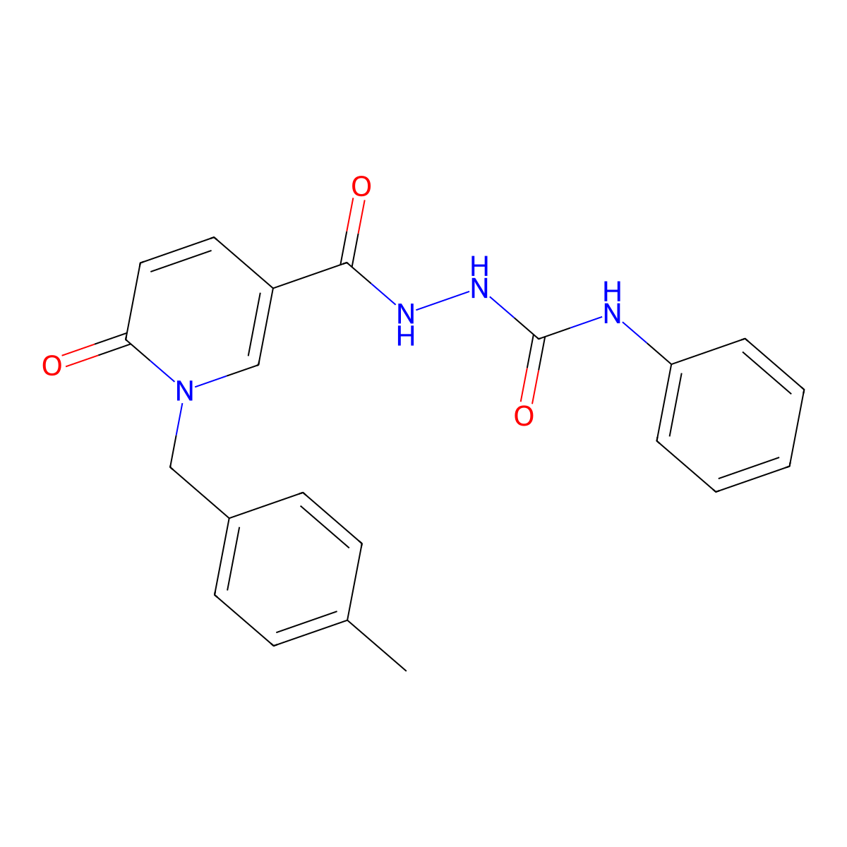 2-(1-(4-methylbenzyl)-6-oxo-1,6-dihydropyridine-3-carbonyl)-N-phenylhydrazinecarboxamide molecular structure, CAS 1105206-70-9
