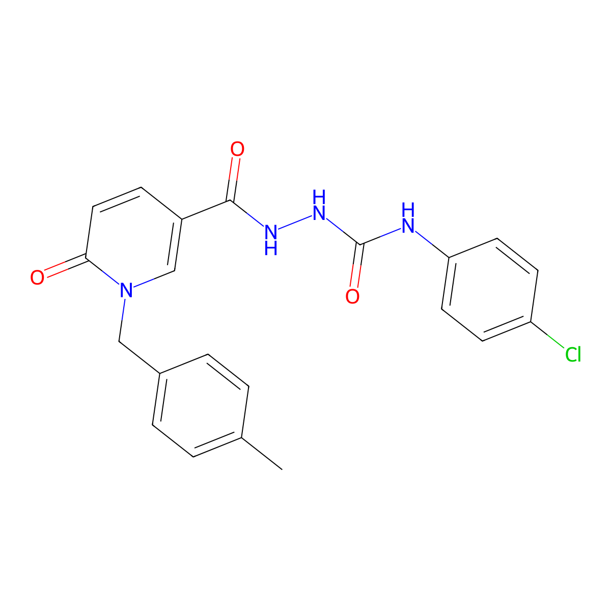 N-(4-chlorophenyl)-2-(1-(4-methylbenzyl)-6-oxo-1,6-dihydropyridine-3-carbonyl)hydrazinecarboxamide molecular structure, CAS 1105206-76-5