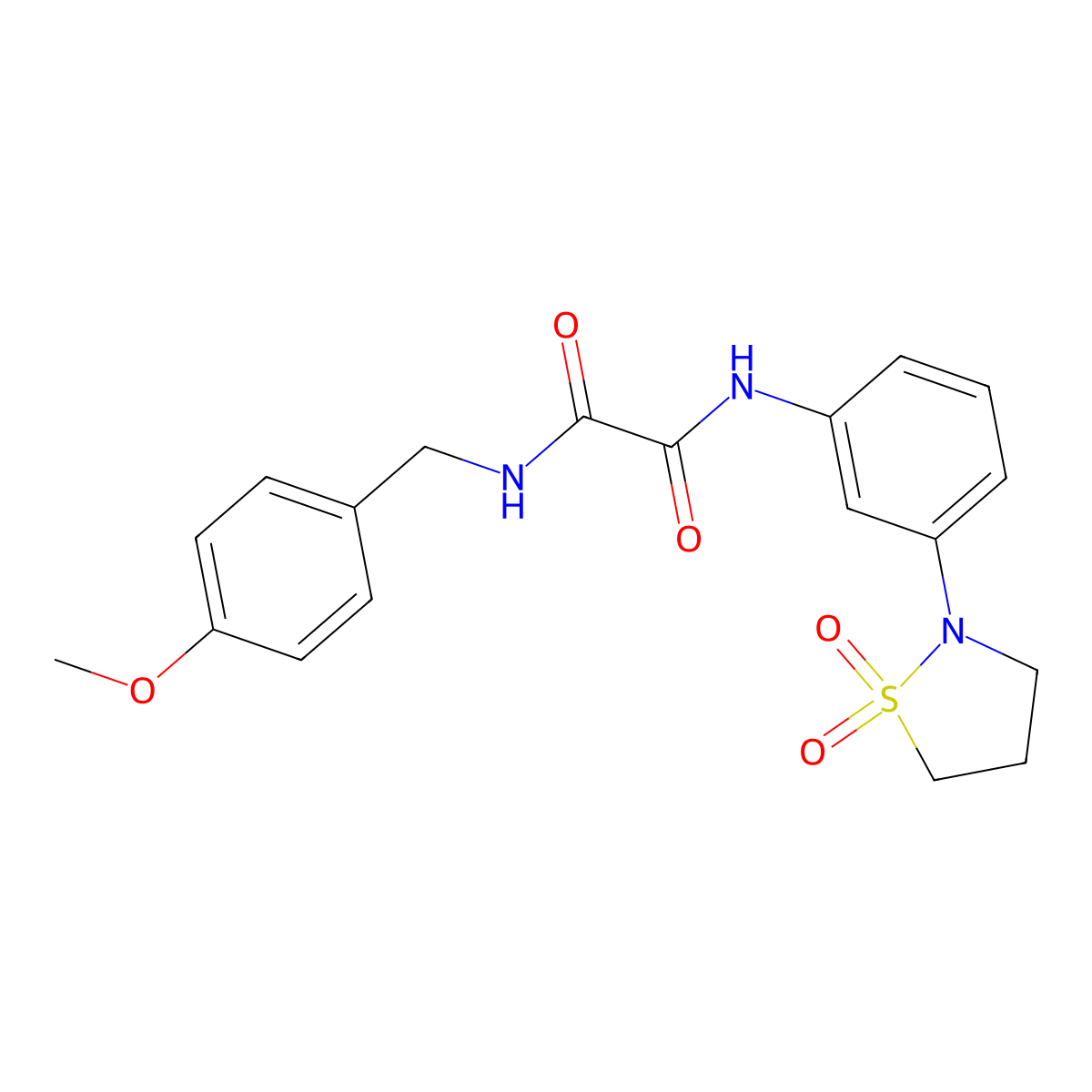N-[3-(1,1-dioxido-1,2-thiazolidin-2-yl)phenyl]-N'-(4-methoxybenzyl)ethanediamide molecular structure, CAS 1105206-77-6