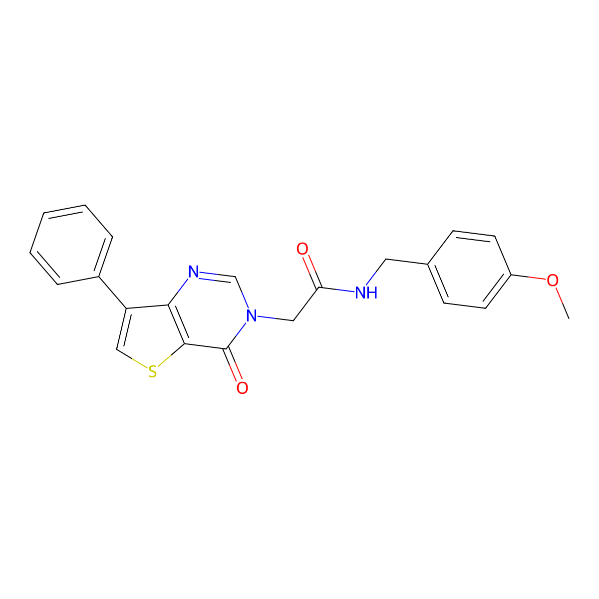 N-(4-methoxybenzyl)-2-(4-oxo-7-phenylthieno[3,2-d]pyrimidin-3(4H)-yl)acetamide molecular structure, CAS 1105206-78-7