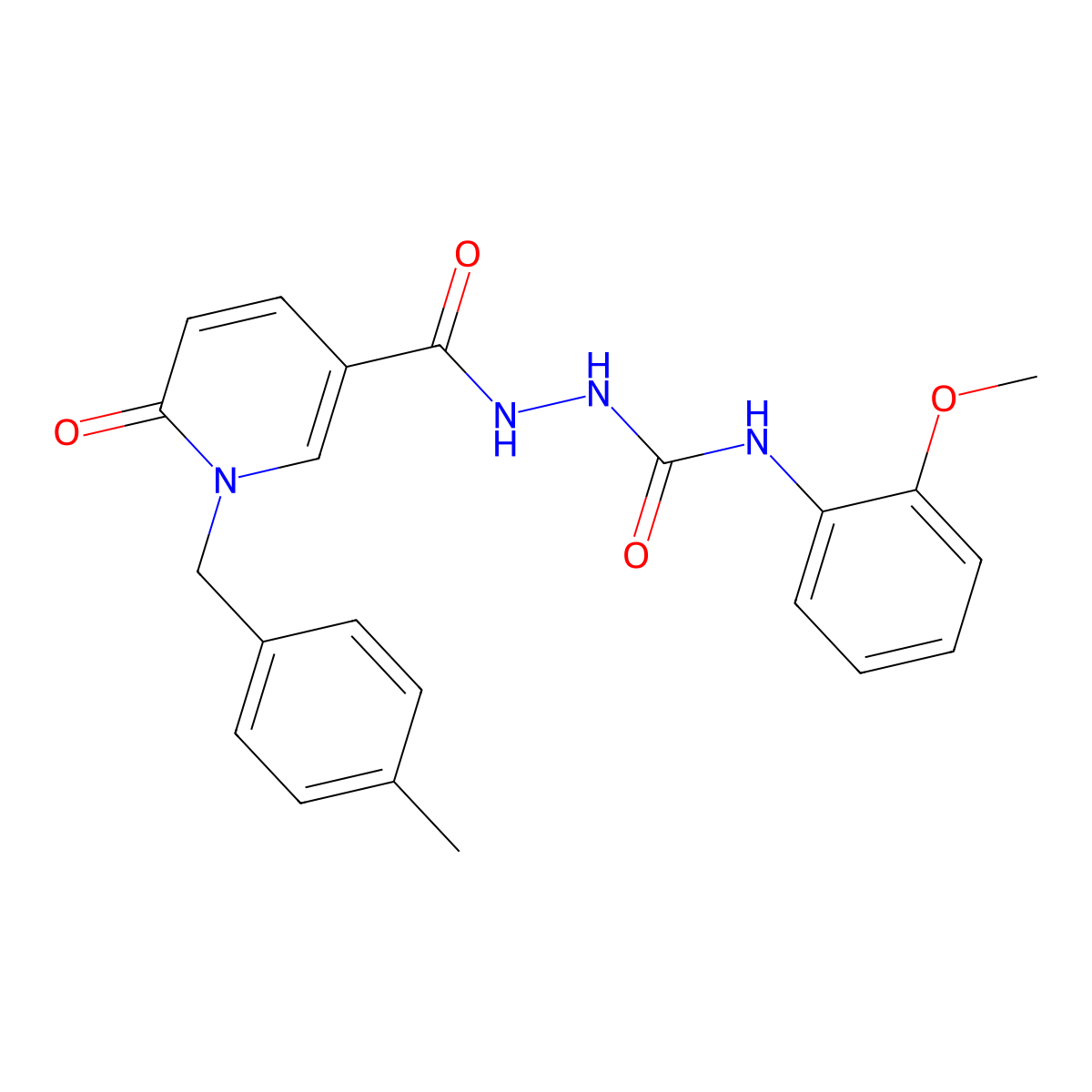 N-(2-methoxyphenyl)-2-(1-(4-methylbenzyl)-6-oxo-1,6-dihydropyridine-3-carbonyl)hydrazinecarboxamide molecular structure, CAS 1105206-82-3