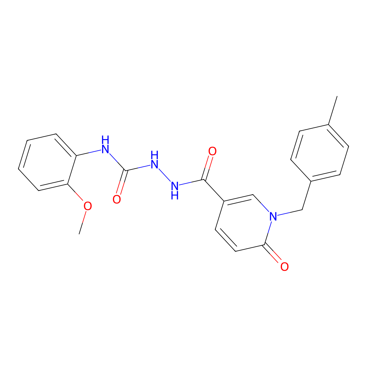 N-(2-methoxyphenyl)-2-(1-(4-methylbenzyl)-6-oxo-1,6-dihydropyridine-3-carbonyl)hydrazinecarboxamide molecular structure, CAS 1105206-82-3