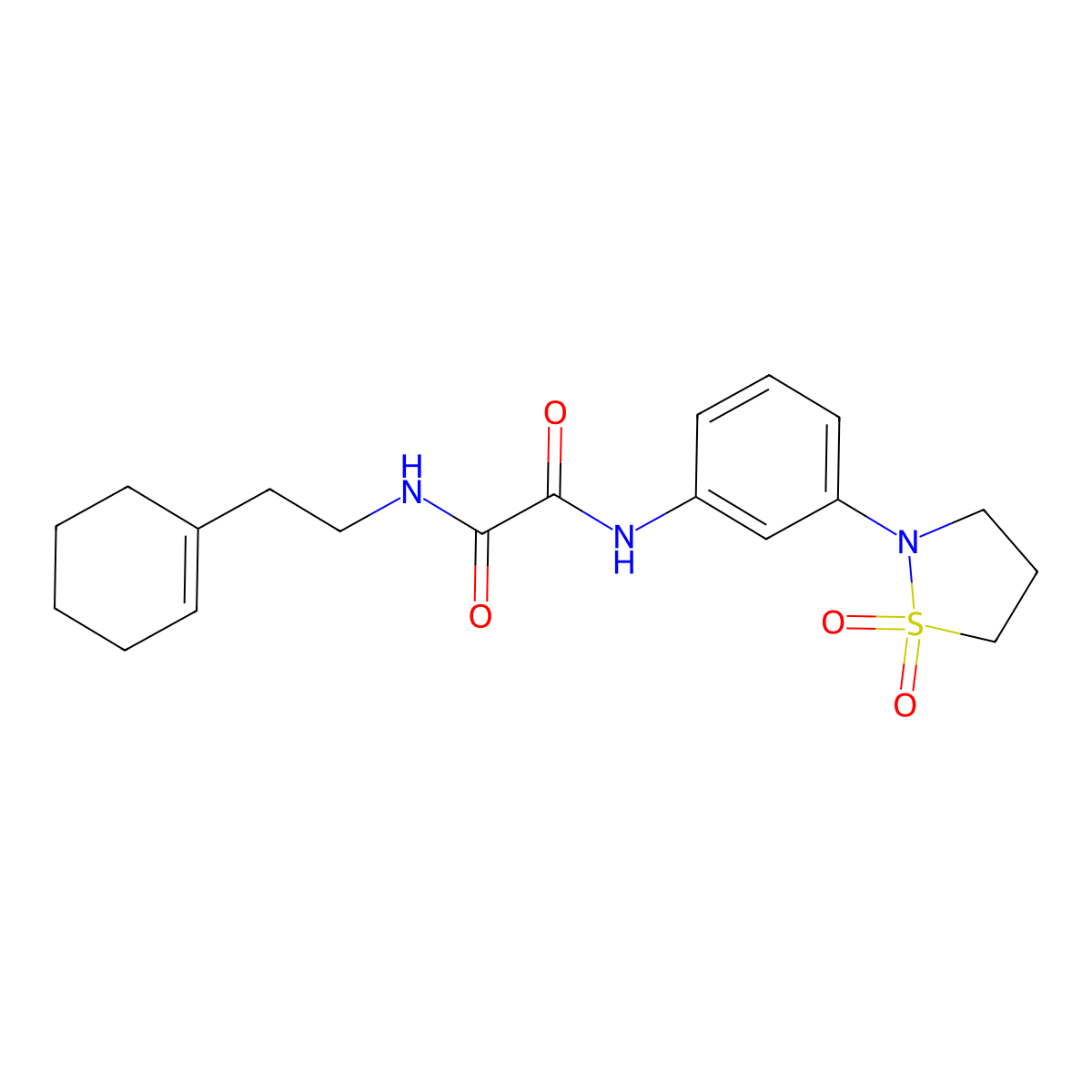 N-[2-(cyclohexen-1-yl)ethyl]-N'-[3-(1,1-dioxo-1,2-thiazolidin-2-yl)phenyl]oxamide molecular structure, CAS 1105206-83-4