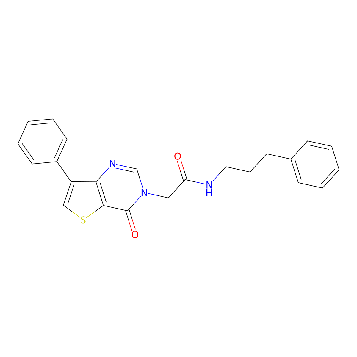 2-(4-oxo-7-phenylthieno[3,2-d]pyrimidin-3(4H)-yl)-N-(3-phenylpropyl)acetamide molecular structure, CAS 1105206-84-5