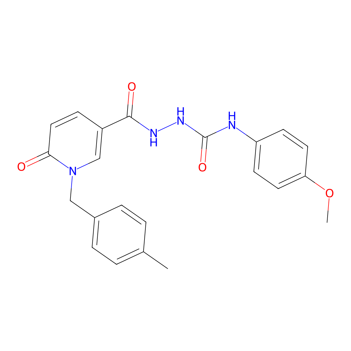 N-(4-methoxyphenyl)-2-(1-(4-methylbenzyl)-6-oxo-1,6-dihydropyridine-3-carbonyl)hydrazinecarboxamide molecular structure, CAS 1105206-88-9