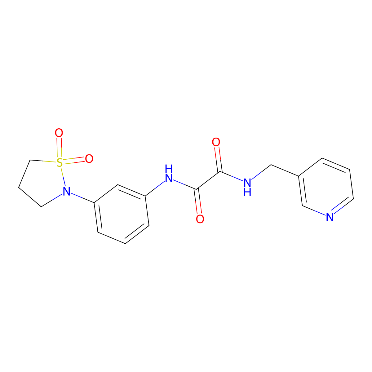 N'-[3-(1,1-dioxo-1,2-thiazolidin-2-yl)phenyl]-N-(pyridin-3-ylmethyl)oxamide molecular structure, CAS 1105206-89-0