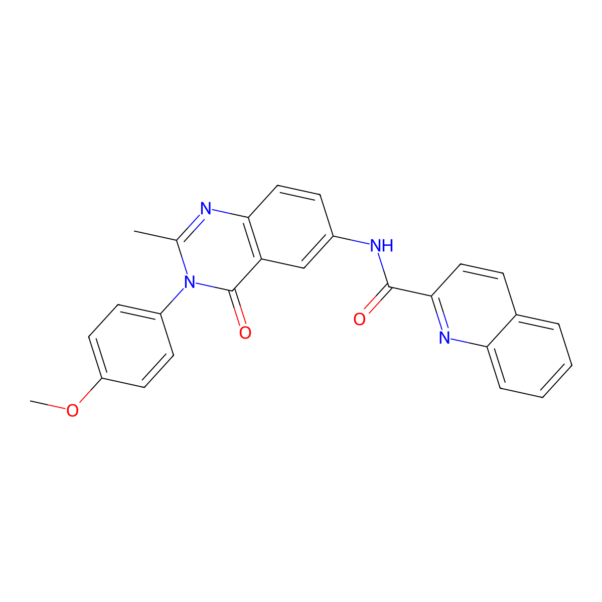 N-[3-(4-methoxyphenyl)-2-methyl-4-oxo-3,4-dihydroquinazolin-6-yl]quinoline-2-carboxamide molecular structure, CAS 1105206-97-0