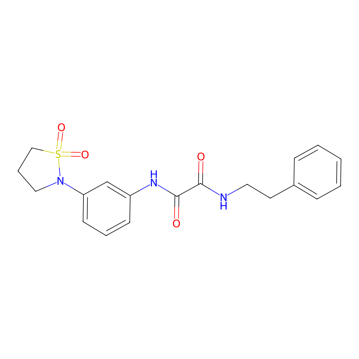 N1-(3-(1,1-dioxidoisothiazolidin-2-yl)phenyl)-N2-phenethyloxalamide molecular structure, CAS 1105207-01-9
