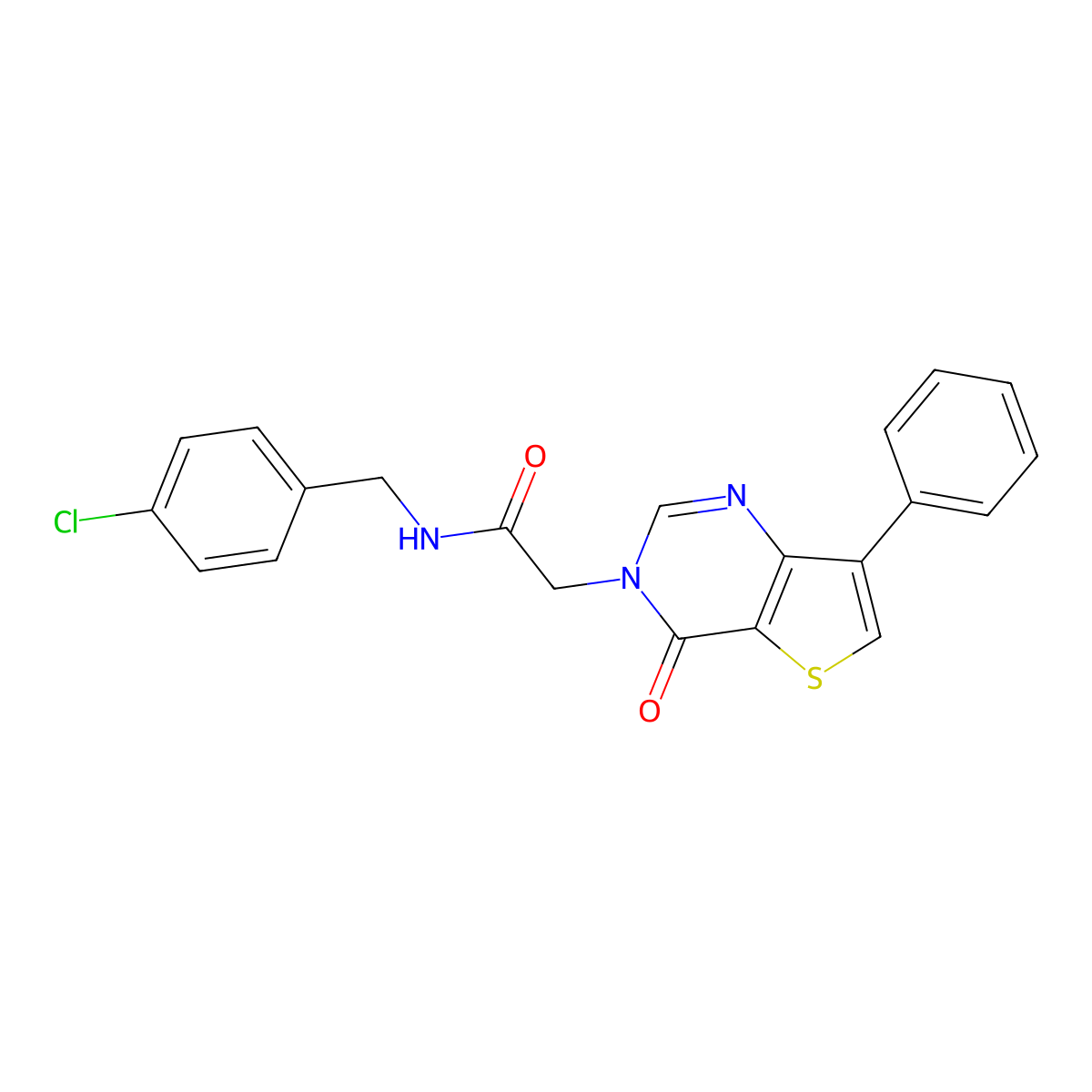 N-(4-chlorobenzyl)-2-(4-oxo-7-phenylthieno[3,2-d]pyrimidin-3(4H)-yl)acetamide molecular structure, CAS 1105207-02-0