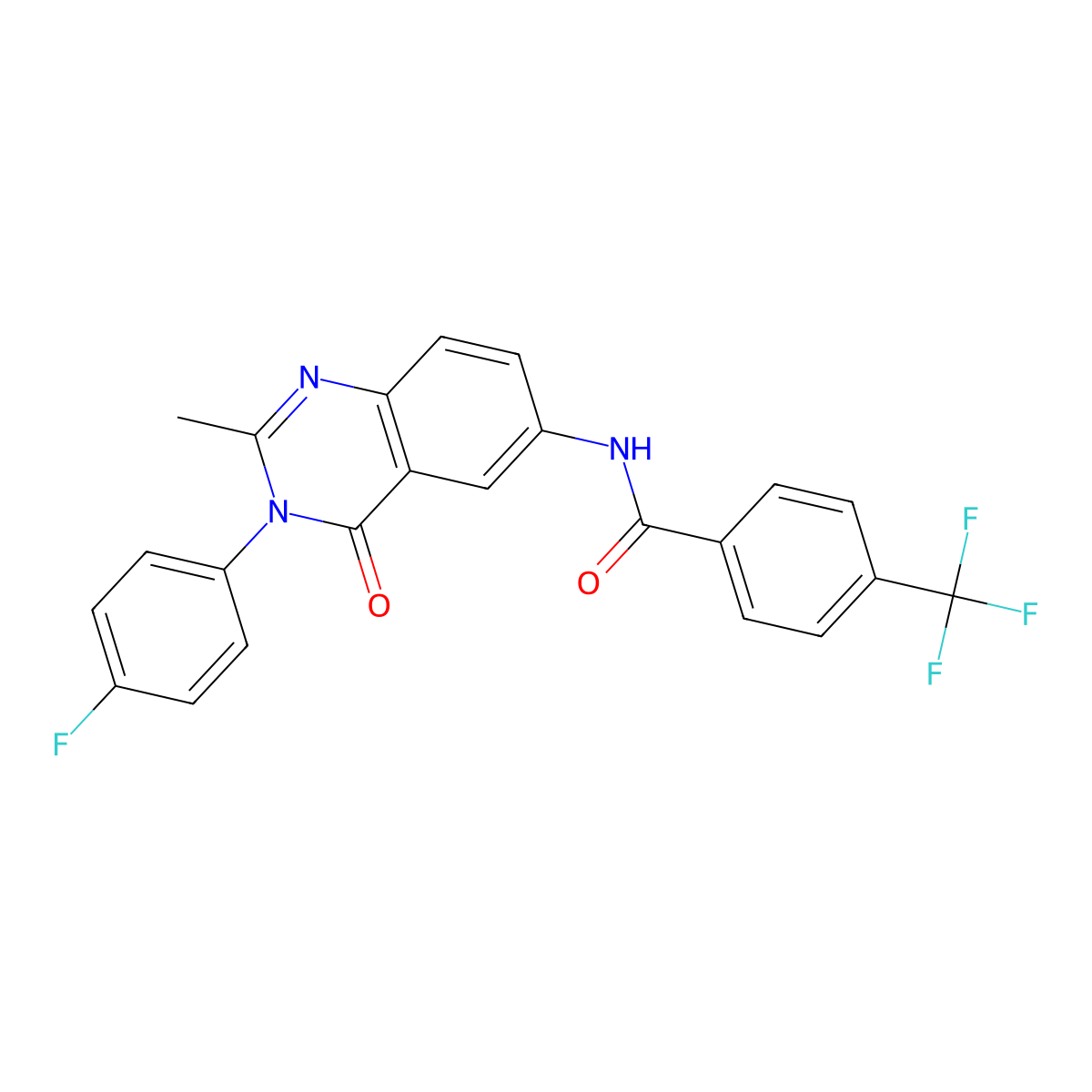N-[3-(4-fluorophenyl)-2-methyl-4-oxo-3,4-dihydroquinazolin-6-yl]-4-(trifluoromethyl)benzamide molecular structure, CAS 1105207-03-1