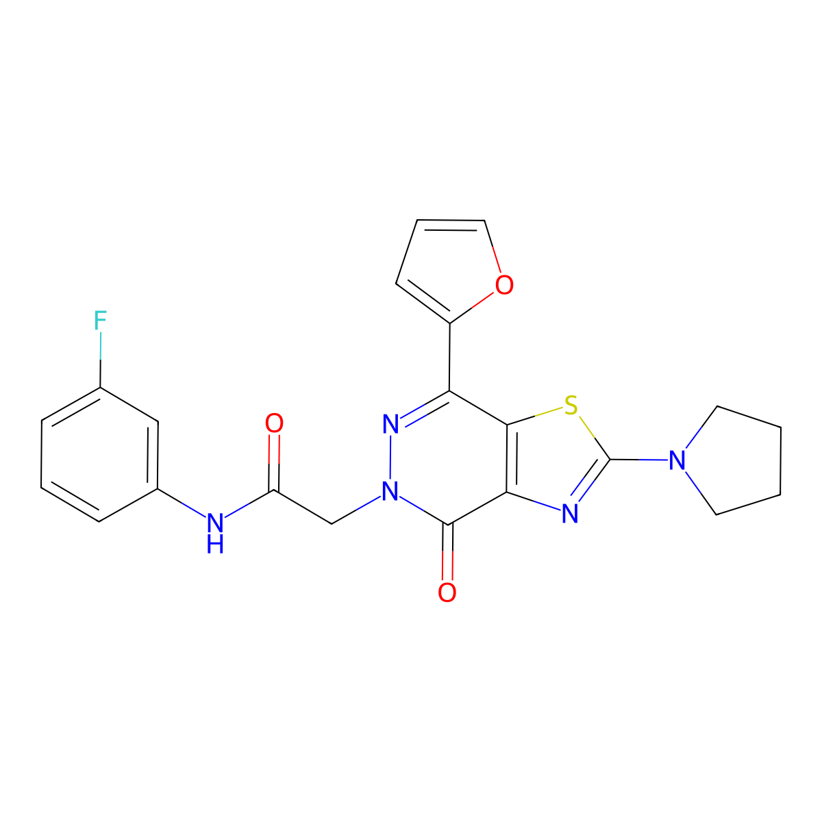 N-(3-fluorophenyl)-2-(7-(furan-2-yl)-4-oxo-2-(pyrrolidin-1-yl)thiazolo[4,5-d]pyridazin-5(4H)-yl)acetamide molecular structure, CAS 1105207-05-3