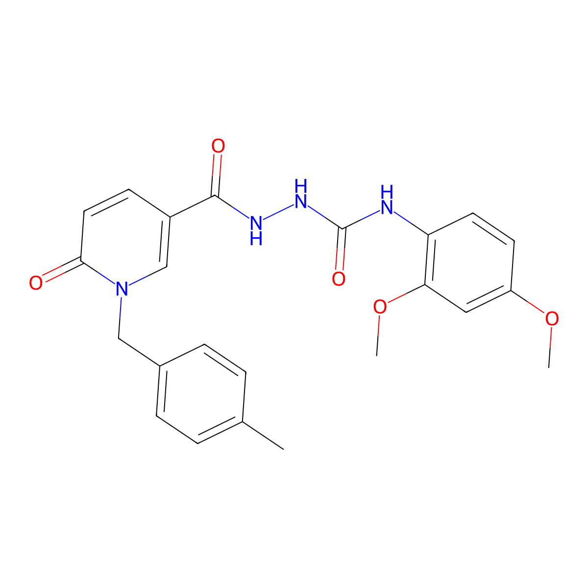 N-(2,4-dimethoxyphenyl)-2-(1-(4-methylbenzyl)-6-oxo-1,6-dihydropyridine-3-carbonyl)hydrazinecarboxamide molecular structure, CAS 1105207-06-4