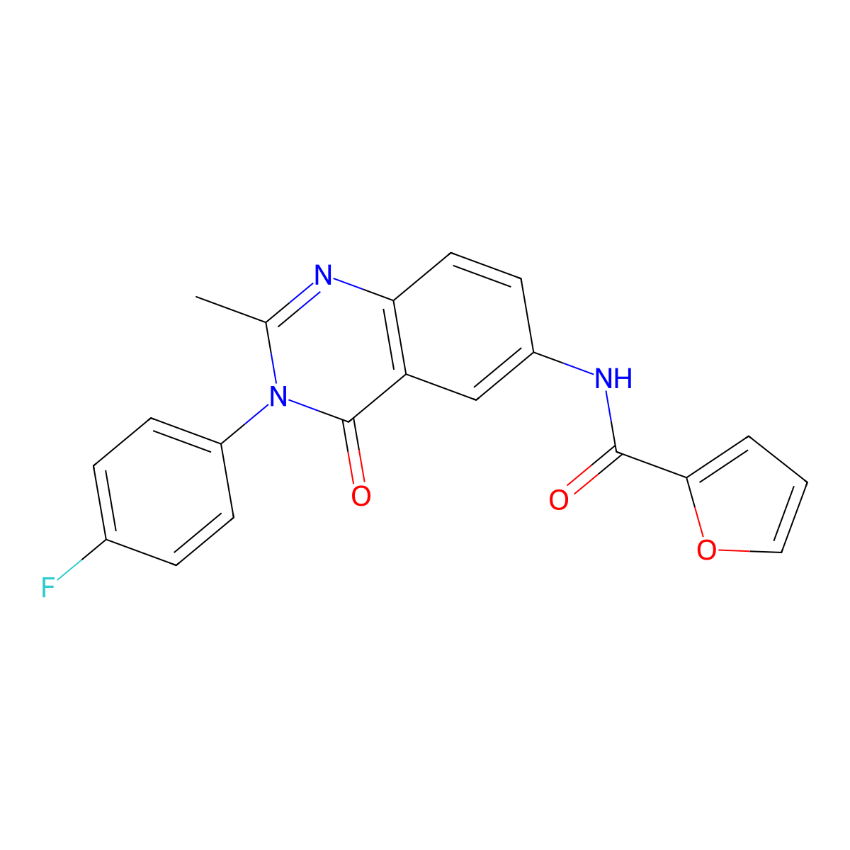 N-(3-(4-fluorophenyl)-2-methyl-4-oxo-3,4-dihydroquinazolin-6-yl)furan-2-carboxamide molecular structure, CAS 1105207-09-7