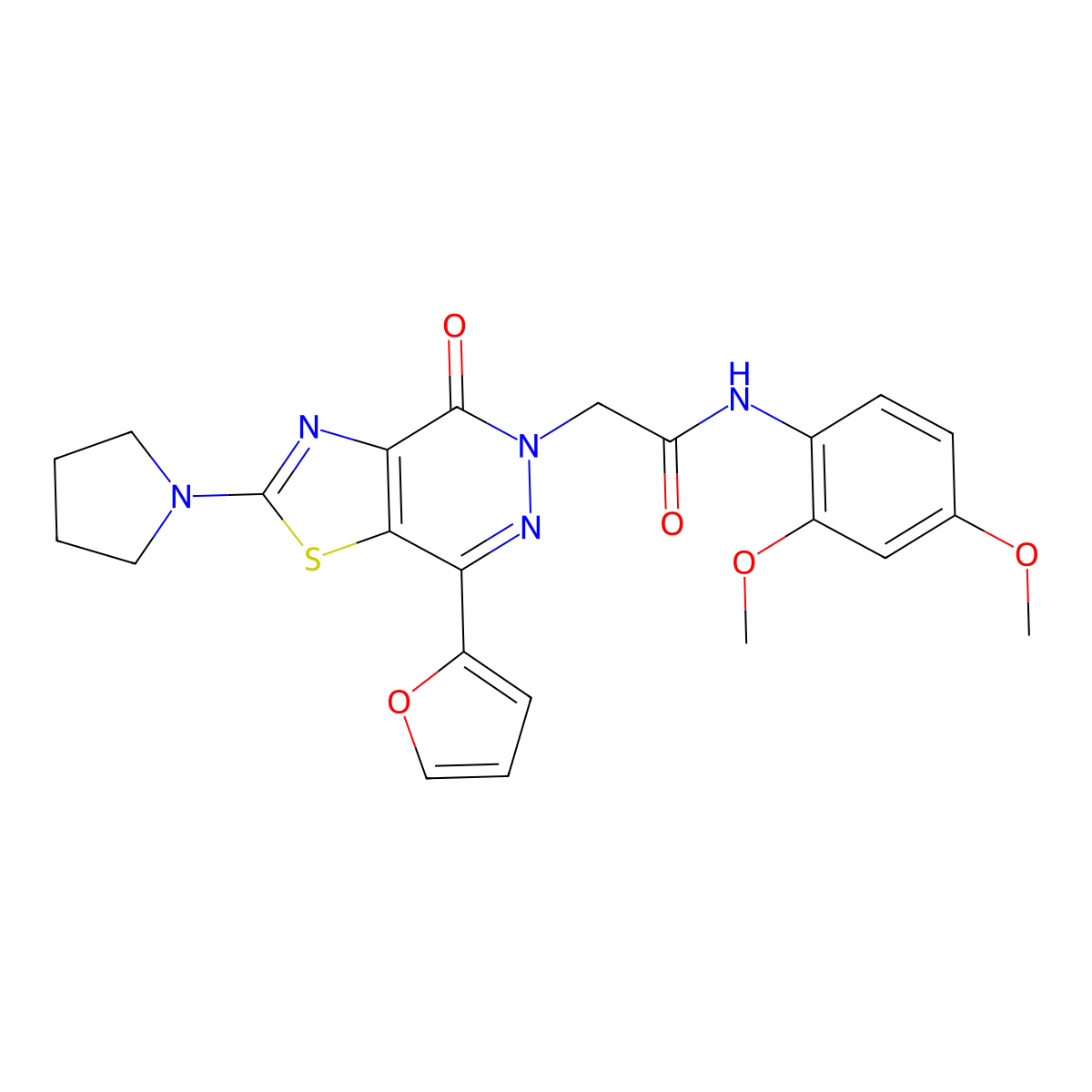 N-(2,4-dimethoxyphenyl)-2-(7-(furan-2-yl)-4-oxo-2-(pyrrolidin-1-yl)thiazolo[4,5-d]pyridazin-5(4H)-yl)acetamide molecular structure, CAS 1105207-11-1