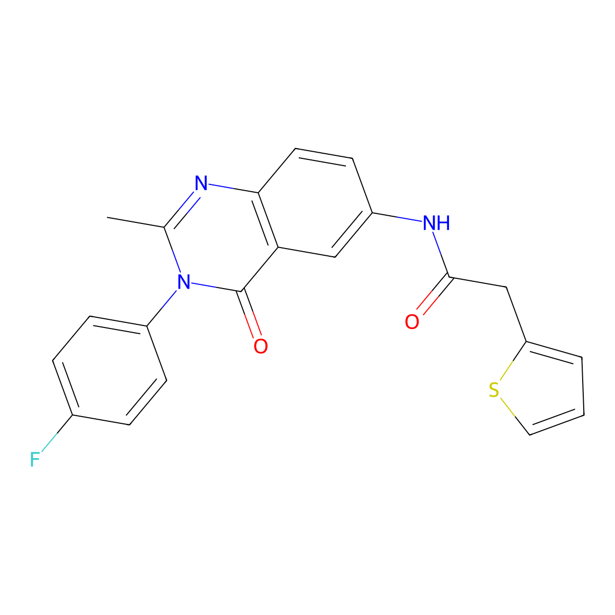 N-[3-(4-fluorophenyl)-2-methyl-4-oxo-3,4-dihydroquinazolin-6-yl]-2-(thiophen-2-yl)acetamide molecular structure, CAS 1105207-14-4