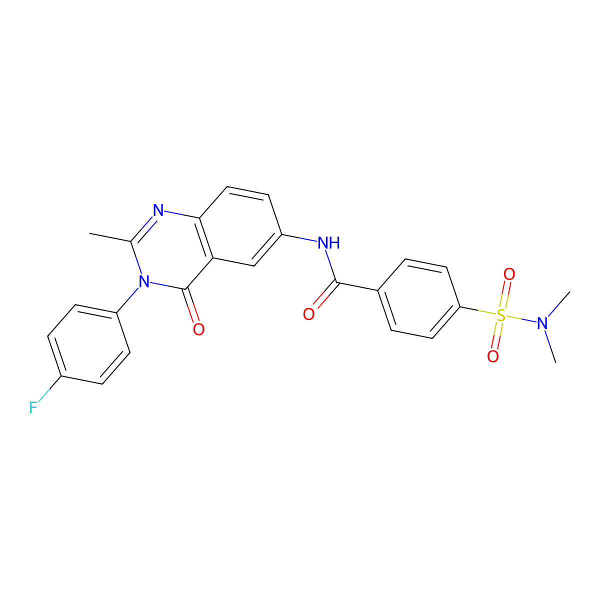 4-(N,N-dimethylsulfamoyl)-N-(3-(4-fluorophenyl)-2-methyl-4-oxo-3,4-dihydroquinazolin-6-yl)benzamide molecular structure, CAS 1105207-19-9