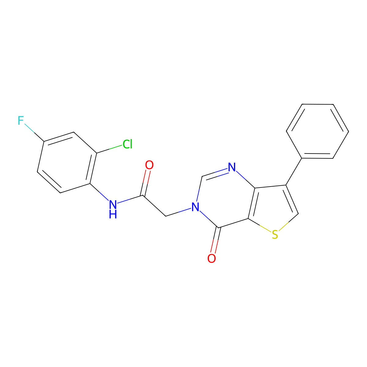 N-(2-chloro-4-fluorophenyl)-2-(4-oxo-7-phenylthieno[3,2-d]pyrimidin-3(4H)-yl)acetamide molecular structure, CAS 1105207-23-5