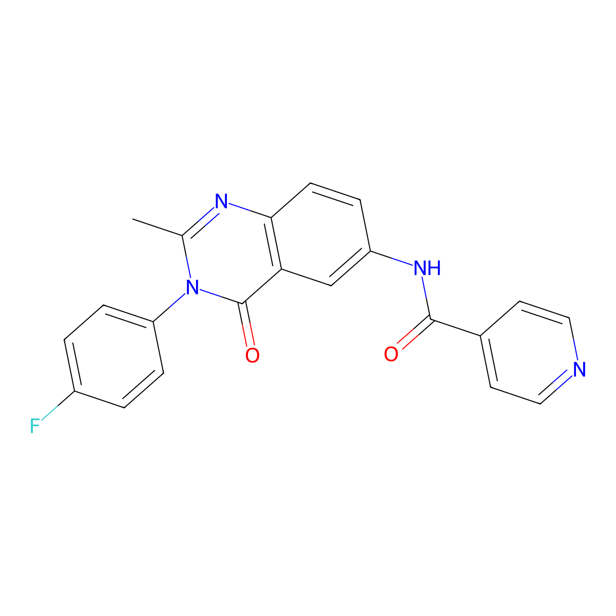 N-(3-(4-fluorophenyl)-2-methyl-4-oxo-3,4-dihydroquinazolin-6-yl)isonicotinamide molecular structure, CAS 1105207-29-1