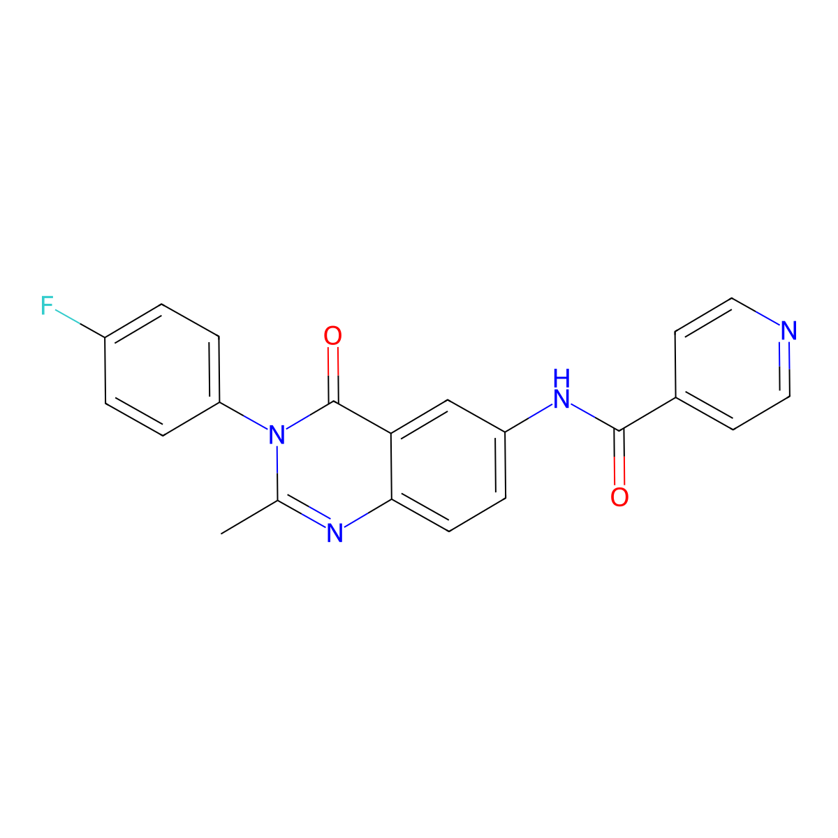 N-(3-(4-fluorophenyl)-2-methyl-4-oxo-3,4-dihydroquinazolin-6-yl)isonicotinamide molecular structure, CAS 1105207-29-1