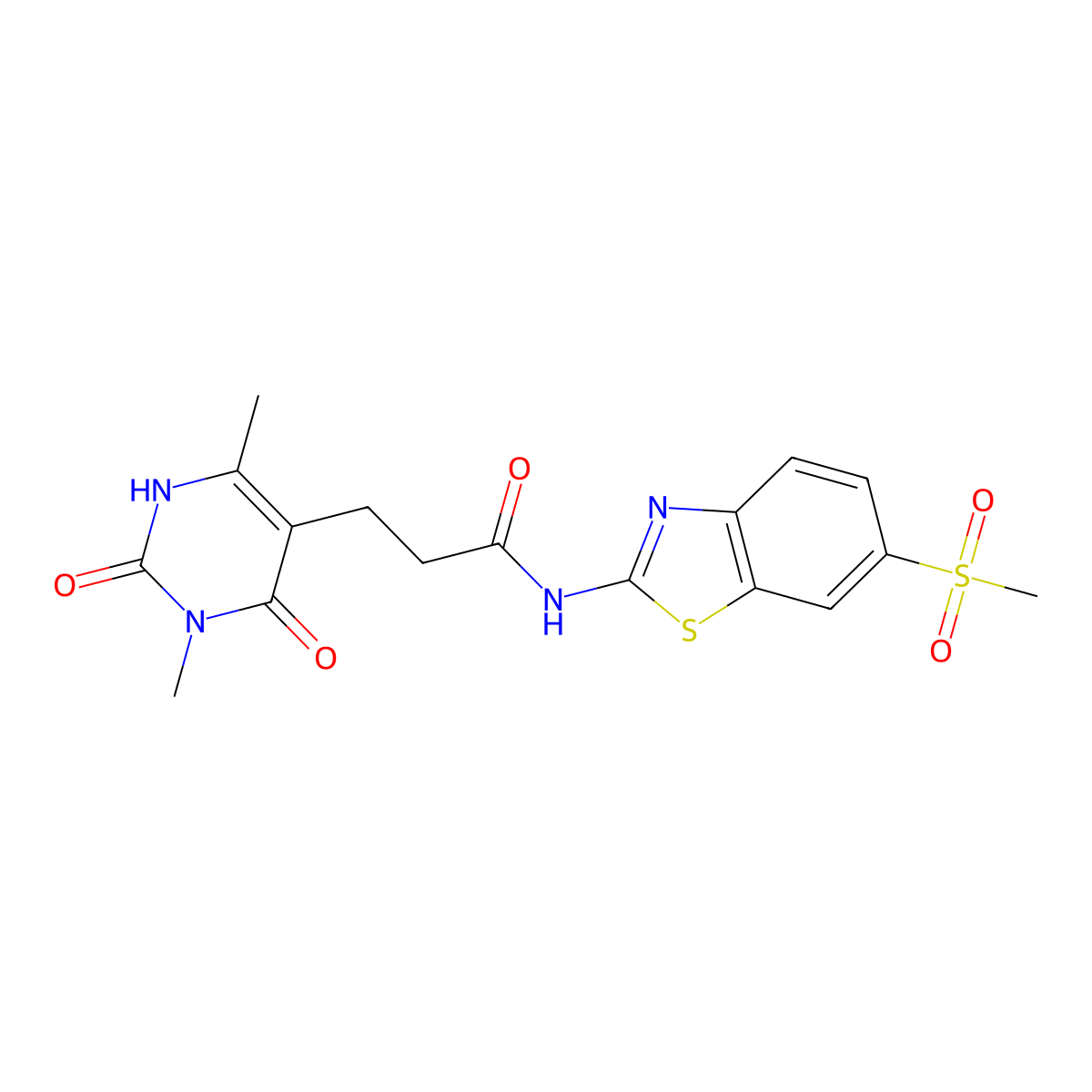3-(3,6-dimethyl-2,4-dioxo-1,2,3,4-tetrahydropyrimidin-5-yl)-N-(6-(methylsulfonyl)benzo[d]thiazol-2-yl)propanamide molecular structure, CAS 1105207-32-6