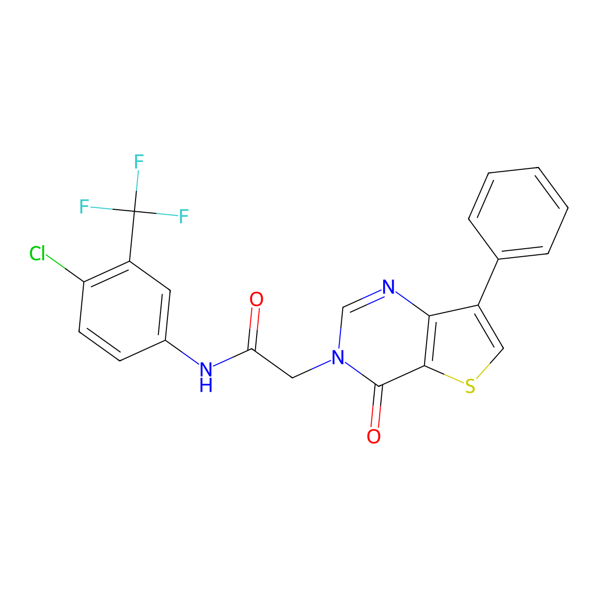 N-[4-chloro-3-(trifluoromethyl)phenyl]-2-(4-oxo-7-phenylthieno[3,2-d]pyrimidin-3(4H)-yl)acetamide molecular structure, CAS 1105207-34-8