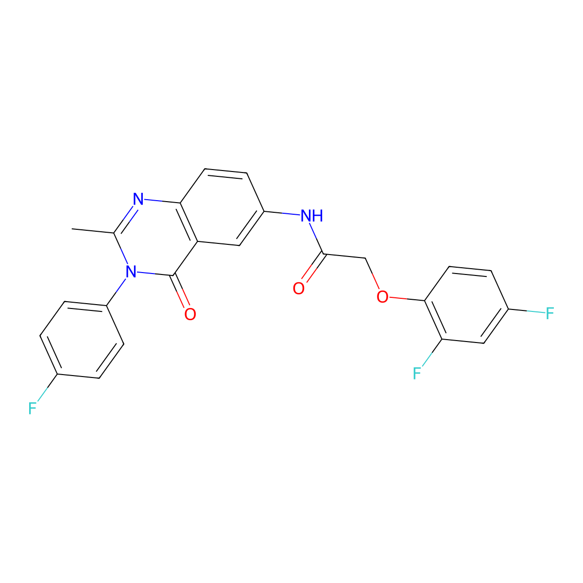 2-(2,4-difluorophenoxy)-N-[3-(4-fluorophenyl)-2-methyl-4-oxo-3,4-dihydroquinazolin-6-yl]acetamide molecular structure, CAS 1105207-35-9