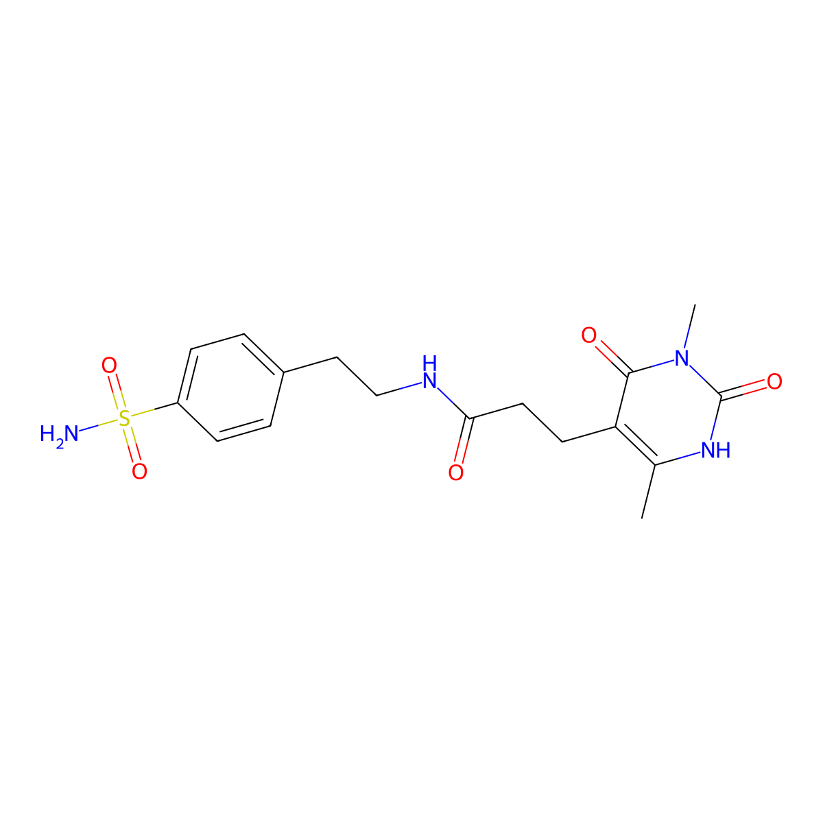3-(3,6-dimethyl-2,4-dioxo-1,2,3,4-tetrahydropyrimidin-5-yl)-N-(4-sulfamoylphenethyl)propanamide molecular structure, CAS 1105207-38-2
