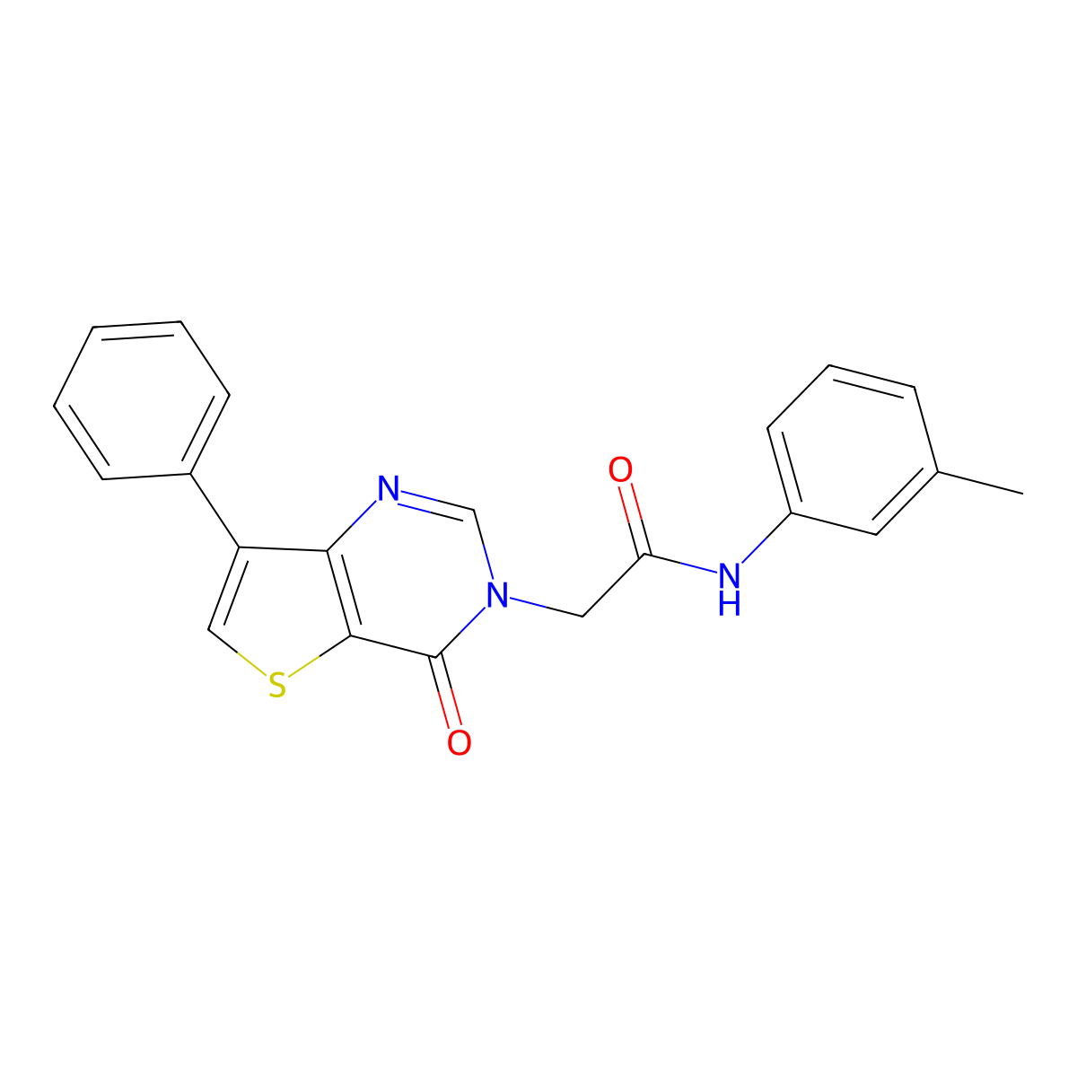 N-(3-methylphenyl)-2-(4-oxo-7-phenylthieno[3,2-d]pyrimidin-3(4H)-yl)acetamide molecular structure, CAS 1105207-40-6