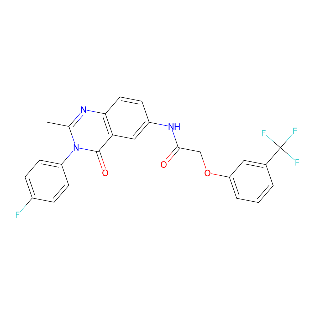 N-(3-(4-fluorophenyl)-2-methyl-4-oxo-3,4-dihydroquinazolin-6-yl)-2-(3-(trifluoromethyl)phenoxy)acetamide molecular structure, CAS 1105207-41-7