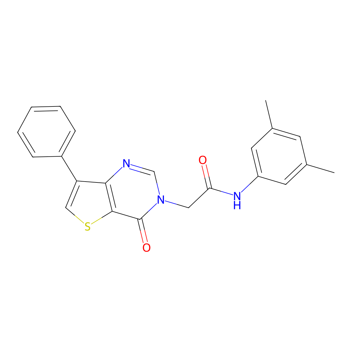 N-(3,5-dimethylphenyl)-2-(4-oxo-7-phenylthieno[3,2-d]pyrimidin-3(4H)-yl)acetamide molecular structure, CAS 1105207-46-2
