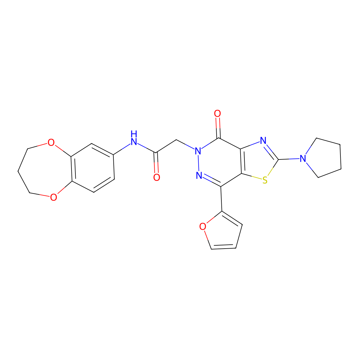 N-(3,4-dihydro-2H-benzo[b][1,4]dioxepin-7-yl)-2-(7-(furan-2-yl)-4-oxo-2-(pyrrolidin-1-yl)thiazolo[4,5-d]pyridazin-5(4H)-yl)acetamide molecular structure, CAS 1105207-67-7