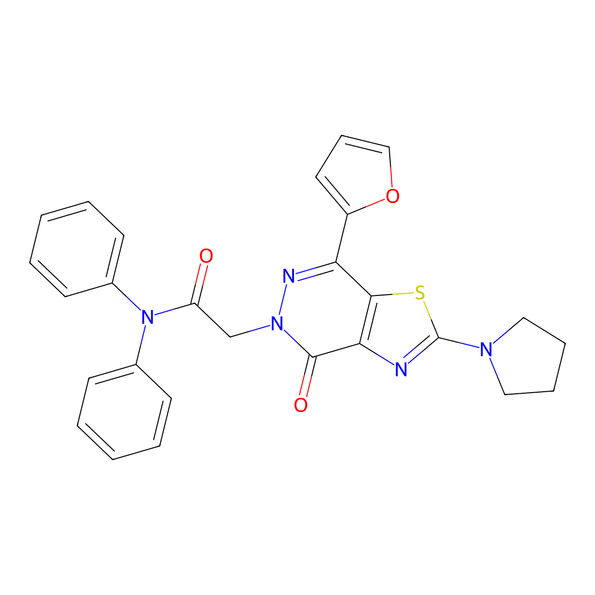 2-(7-(furan-2-yl)-4-oxo-2-(pyrrolidin-1-yl)thiazolo[4,5-d]pyridazin-5(4H)-yl)-N,N-diphenylacetamide molecular structure, CAS 1105207-73-5