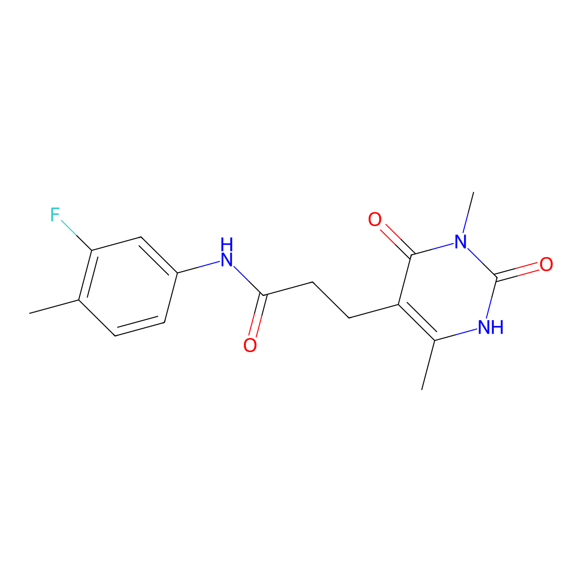 3-(3,6-dimethyl-2,4-dioxo-1,2,3,4-tetrahydropyrimidin-5-yl)-N-(3-fluoro-4-methylphenyl)propanamide molecular structure, CAS 1105207-74-6