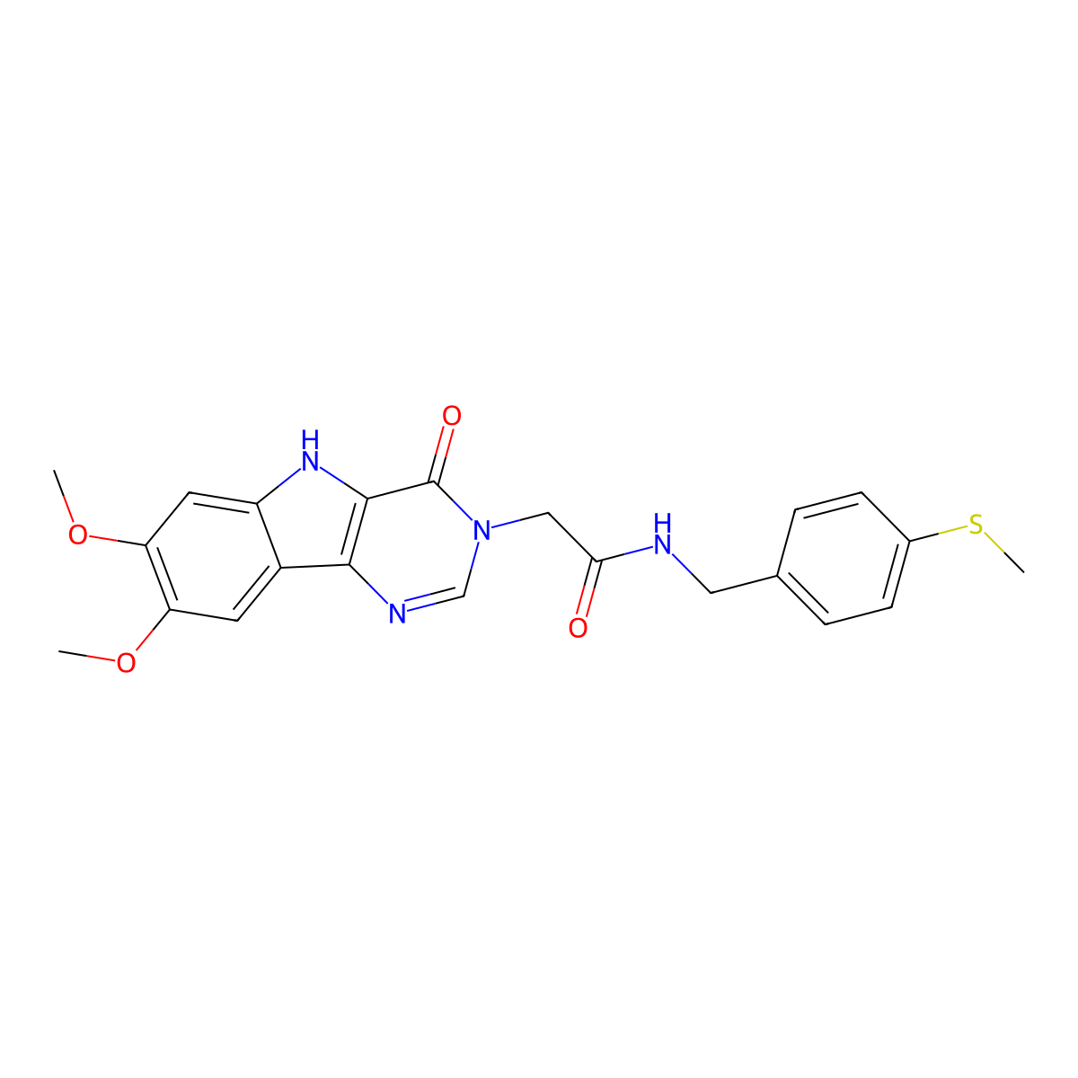 2-(7,8-dimethoxy-4-oxo-4,5-dihydro-3H-pyrimido[5,4-b]indol-3-yl)-N-(4-(methylthio)benzyl)acetamide molecular structure, CAS 1105207-76-8