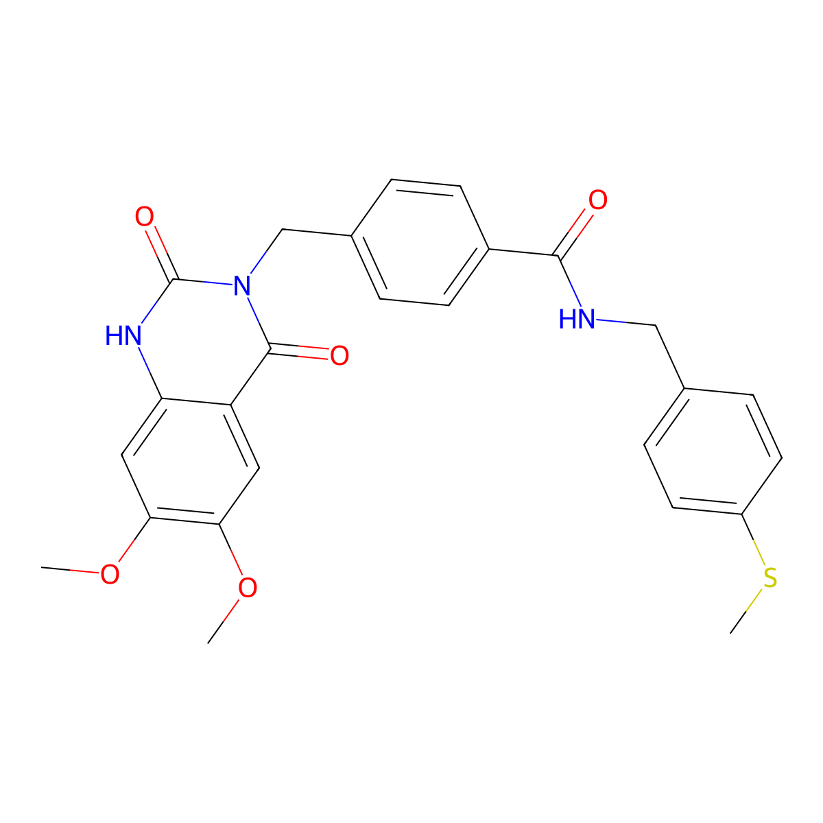 4-((6,7-dimethoxy-2,4-dioxo-1,2-dihydroquinazolin-3(4H)-yl)methyl)-N-(4-(methylthio)benzyl)benzamide molecular structure, CAS 1105207-82-6