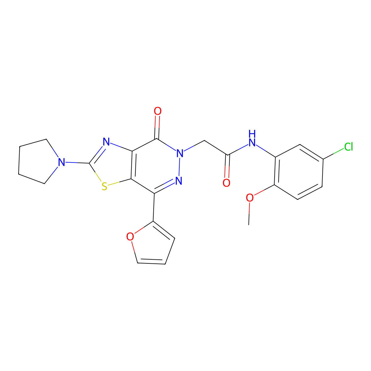 N-(5-chloro-2-methoxyphenyl)-2-(7-(furan-2-yl)-4-oxo-2-(pyrrolidin-1-yl)thiazolo[4,5-d]pyridazin-5(4H)-yl)acetamide molecular structure, CAS 1105207-91-7